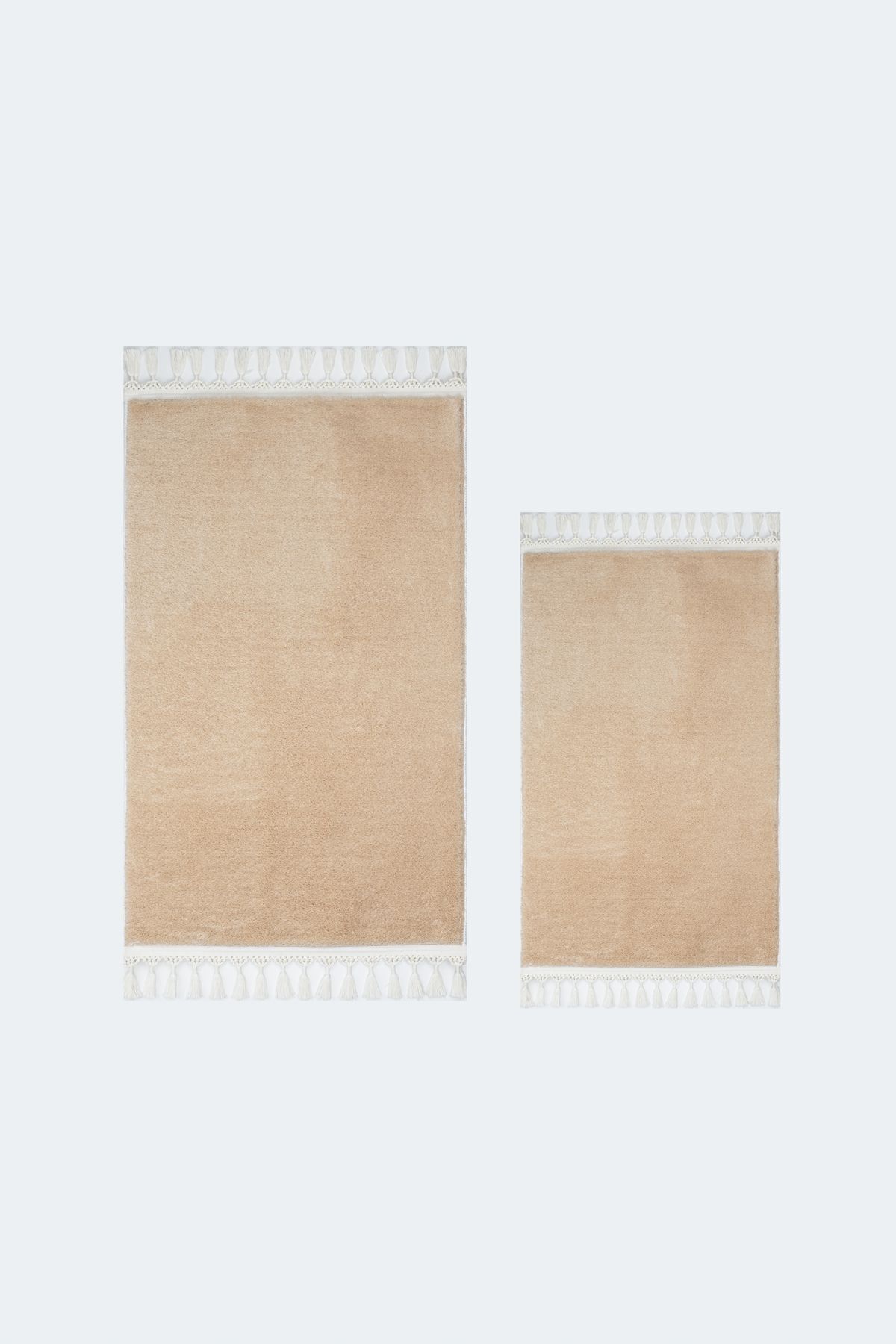 Valery Home-Vl Washable Premium White Pompom Fringed Non-Slip Base Post Plush Bath Mat Set of 2 Mink 4