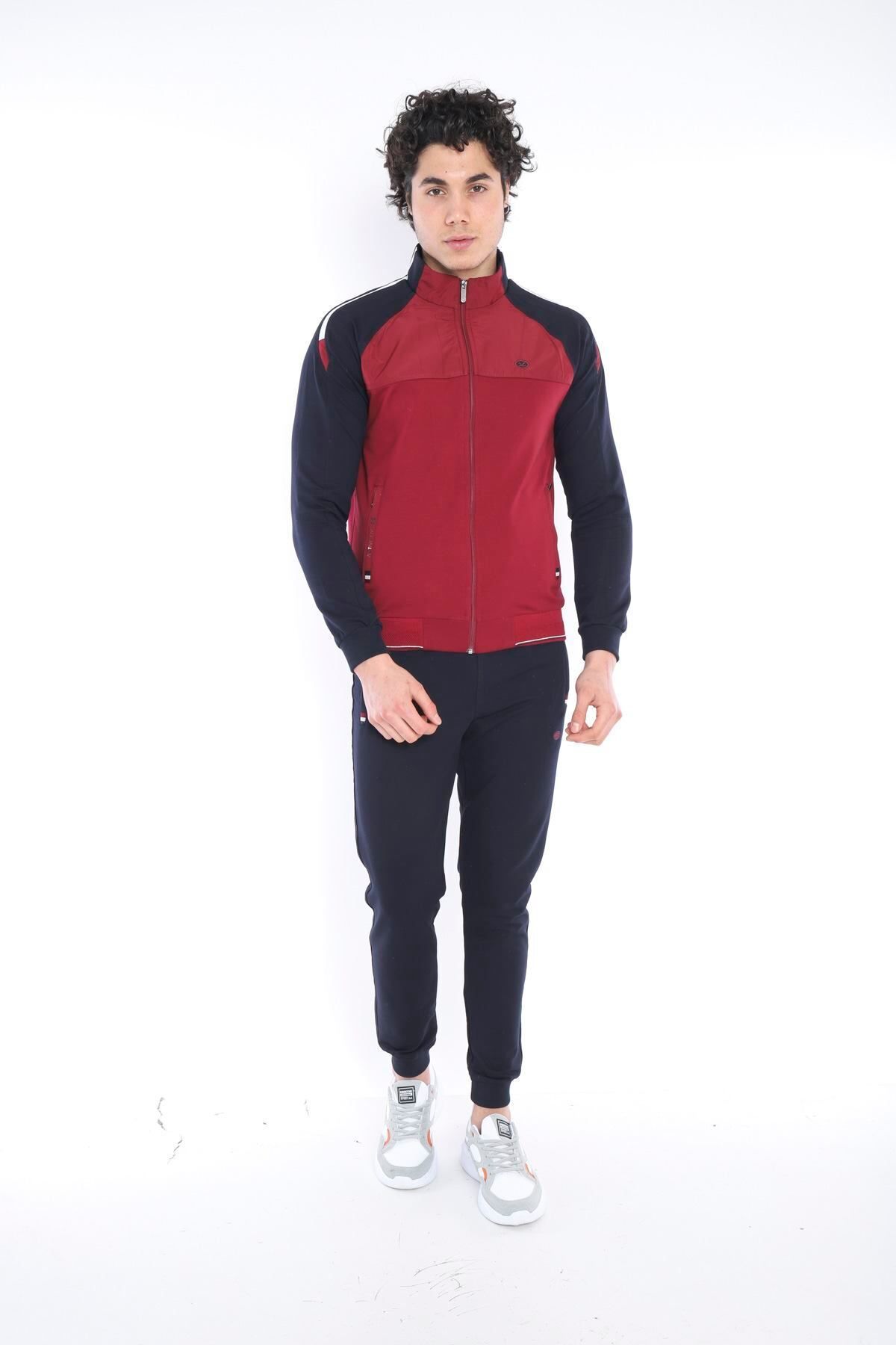 ست گرمکن ورزشی مردانه COLLAR ORTAK BORDEAUX SUPER 2 IP FABRIC 4 SEASON SLIMFIT TEAM 6733 Escetic