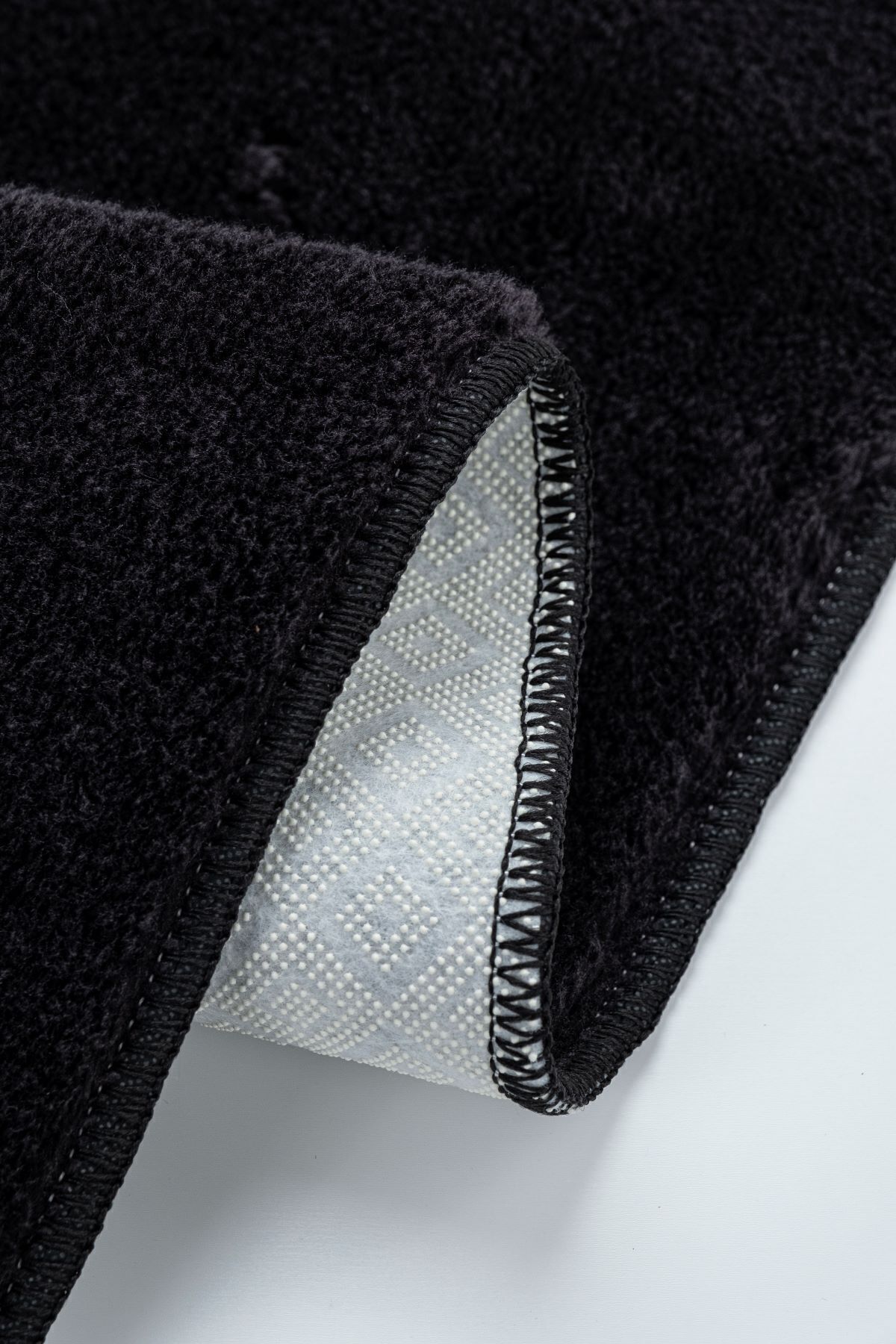 Valery Home-Vl Washable Premium Pompom Fringed Non-Slip Base Post Plush Bath Mat Set of 2 Black 3