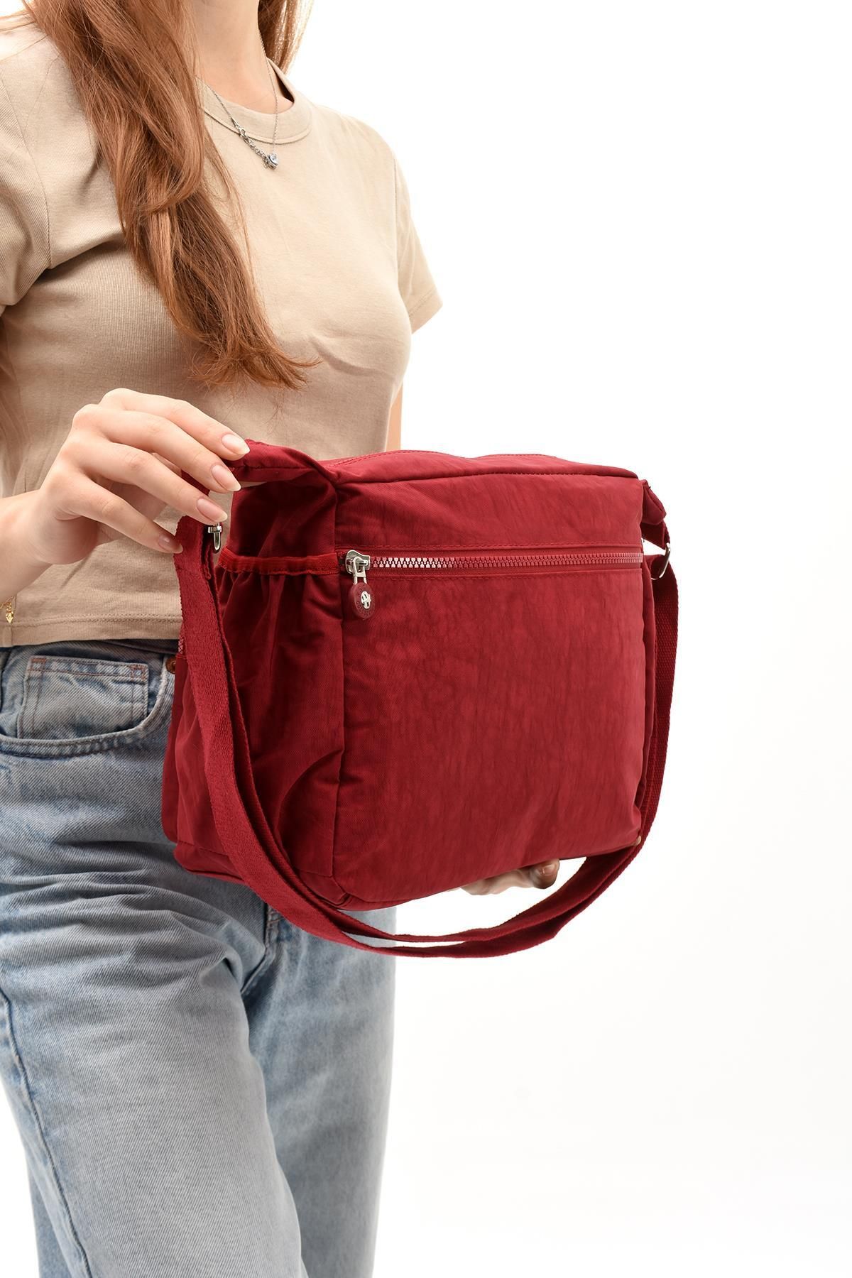 571 Collections Çanta-Red Ultra Light Cross Strap Shoulder Bag with Multiple Pockets (Model: 571-6D) 3