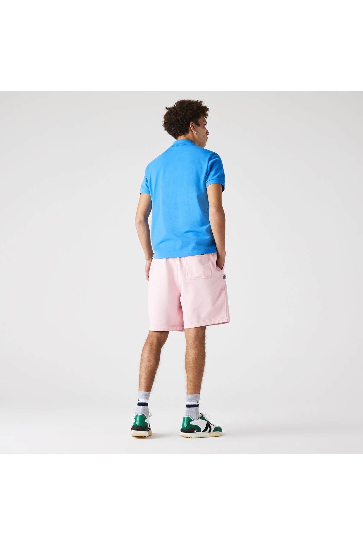 تی شرت یقه پولو آبی مردانه چوگان چاپی منظم Lacoste