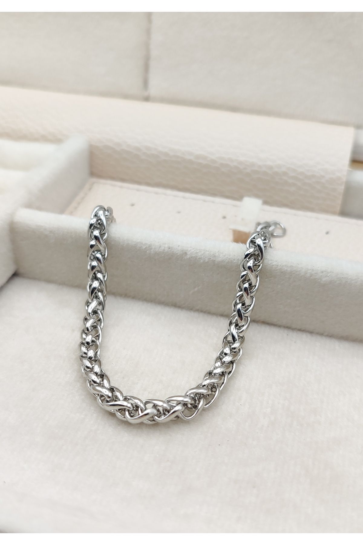 Kalın Zincir Desenli Çelik Bileklik