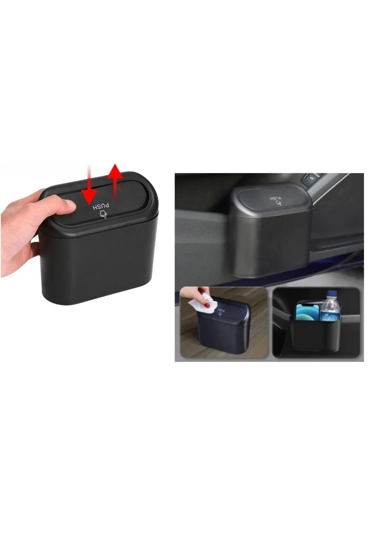 figiza-Auto Vehicle Trash Can Office Trash Can Portable Lid Trash Can 5