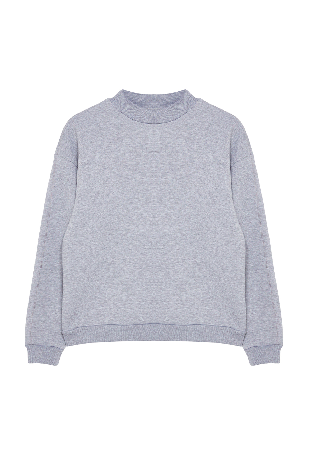 Trendyolmilla  Gri Kalın İçi Polarlı Dik Yaka Relaxed/Rahat Kalıp Örme Sweatshirt TWOAW20SW0584 - Görsel 11