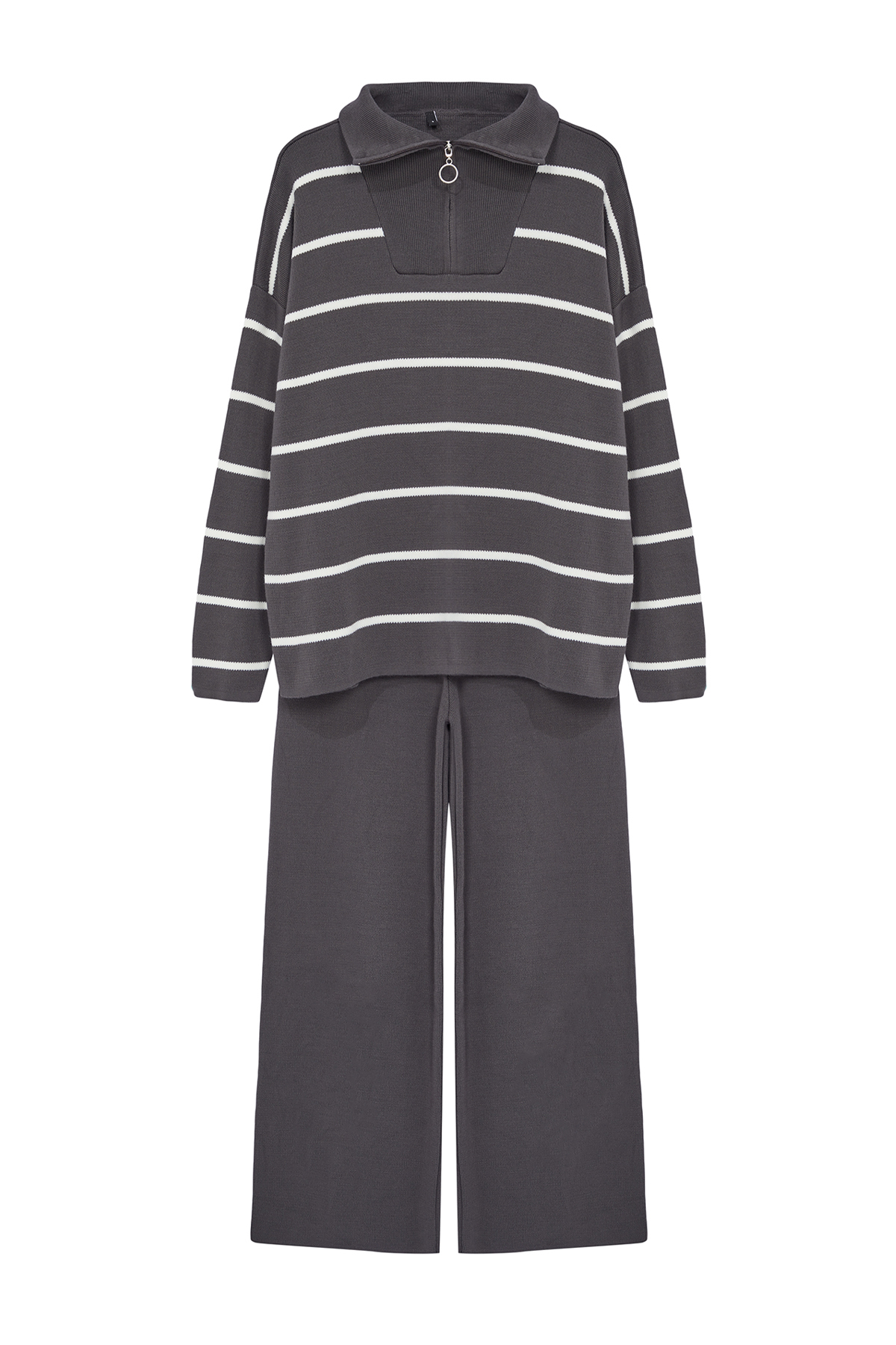 طقم تريكو أنثراسايت واسع القالب - بسحاب، TWOAW24AU...