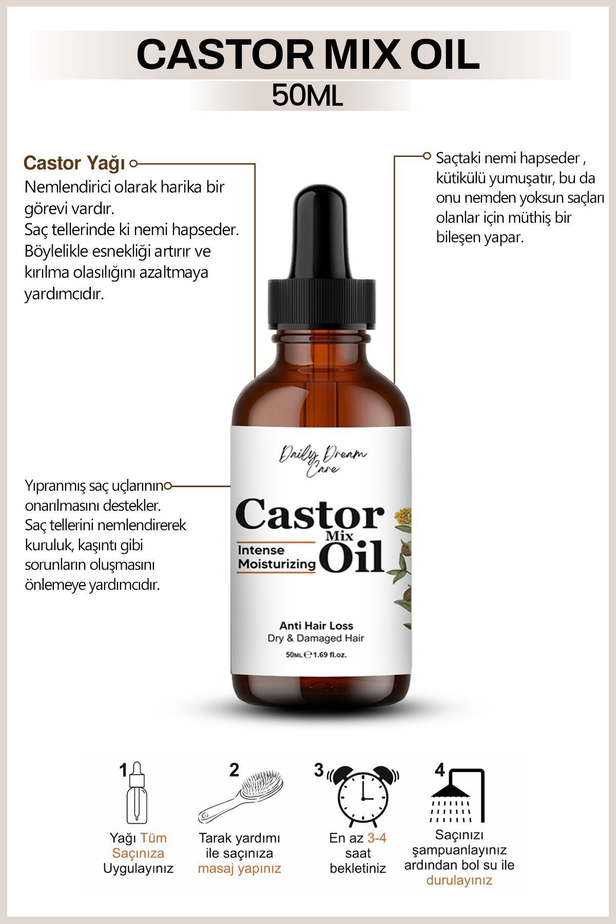 True Bee-Daily Dream Series |   Anti-Spill Castor Complex Oil with Intensive Moisturizing Effect 50 ml 2