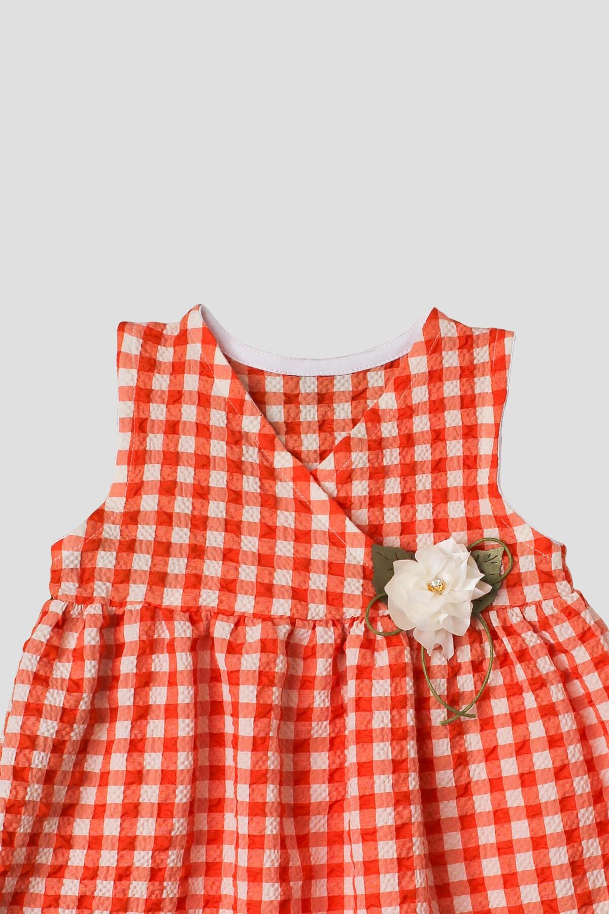 Chicsy Baby Pötikare Desenli Gül Detaylı Esnek Kız Bebek Elbisesi fotoğrafı 3 (önizleme)