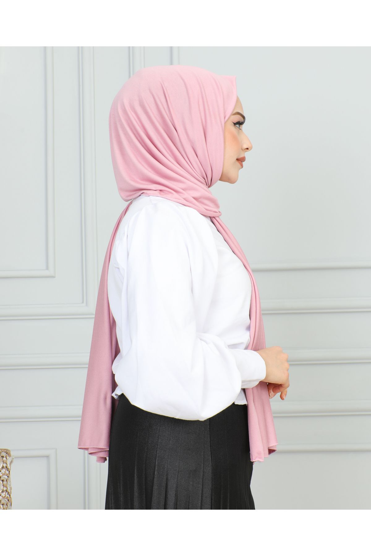JAWEL ŞAL-1941 Model Combed Cotton Shawl - Powder Color 3