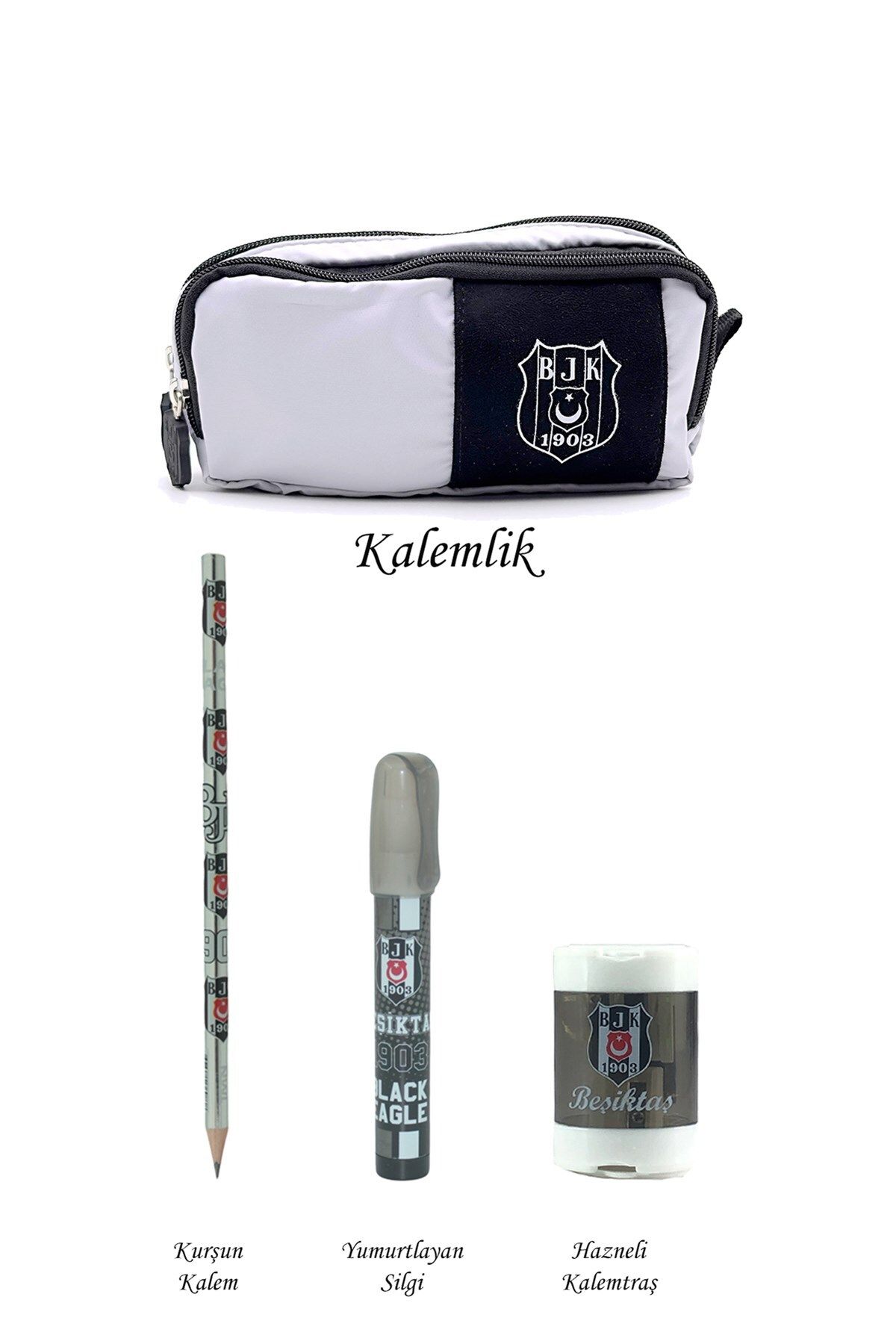 Beşiktaş-Cutie de creioane din lemn de 3 - Set de suporturi originale pentru stilouri cu 2 compartimente, cadou de papetărie 2