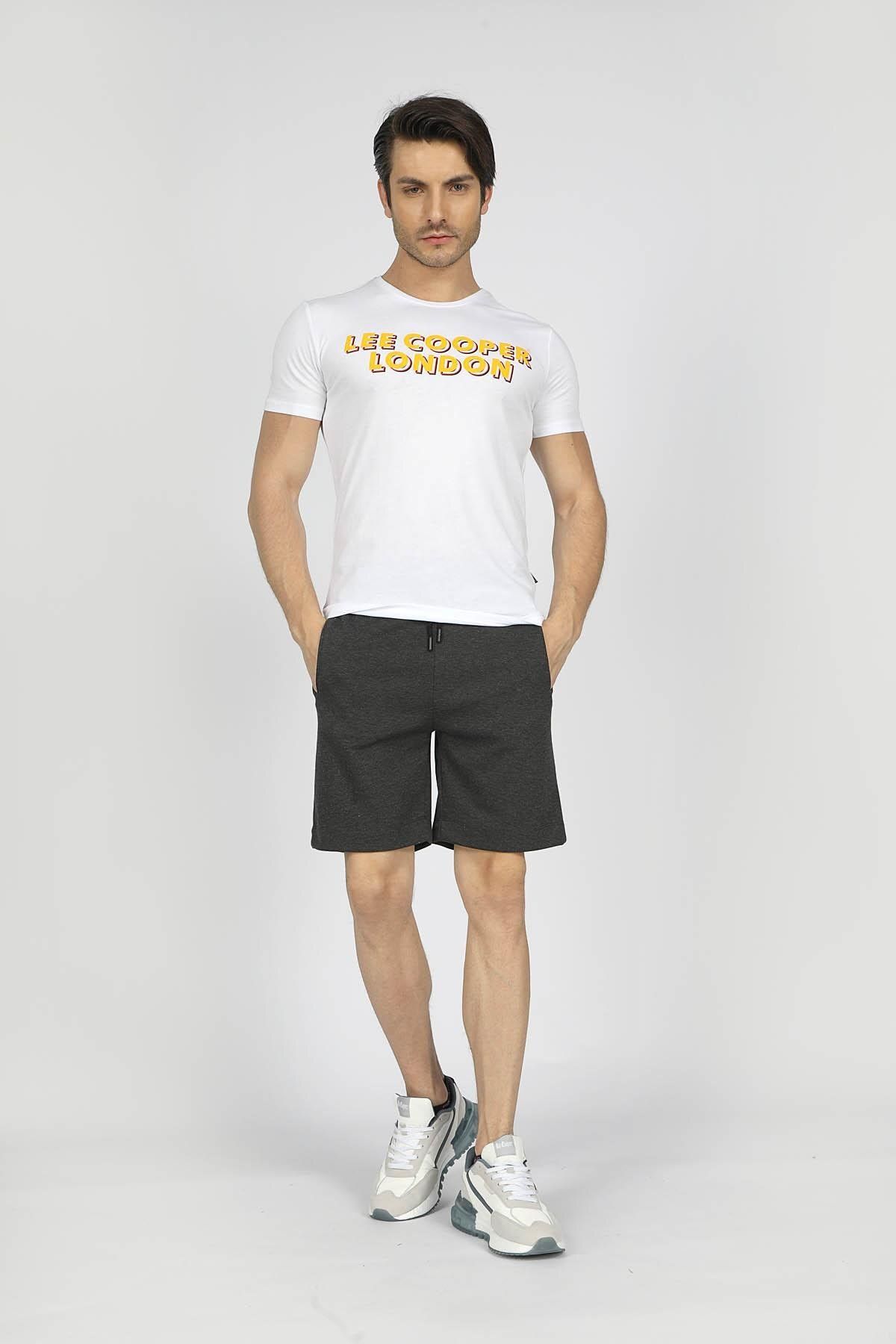 Lee Cooper Pantaloni Scurți Tricotați Pentru Bărbați - Sorce - Antracit Și Melange Masculin - L