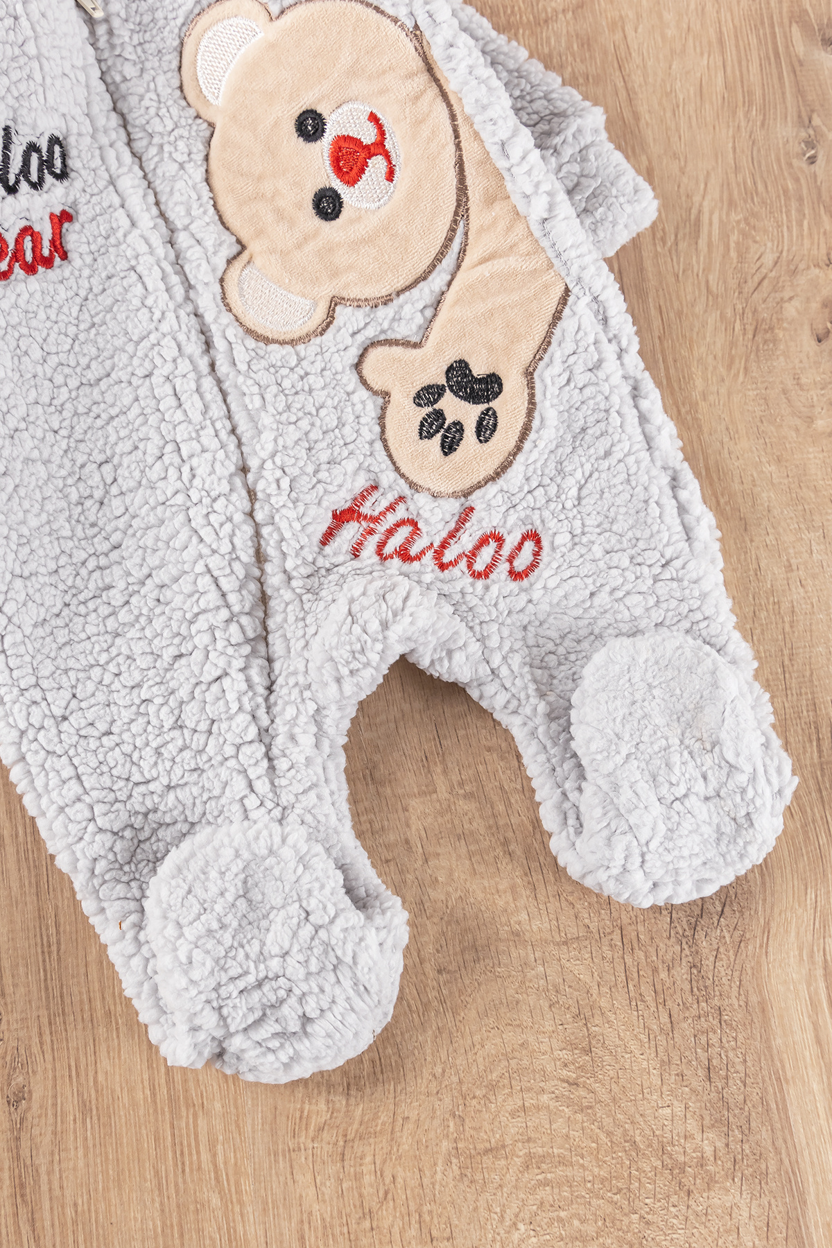 Babymod Ayıcık Figürlü Kapüşonlu Kışlık Welsoft Bebek Tulum fotoğrafı 4 (önizleme)