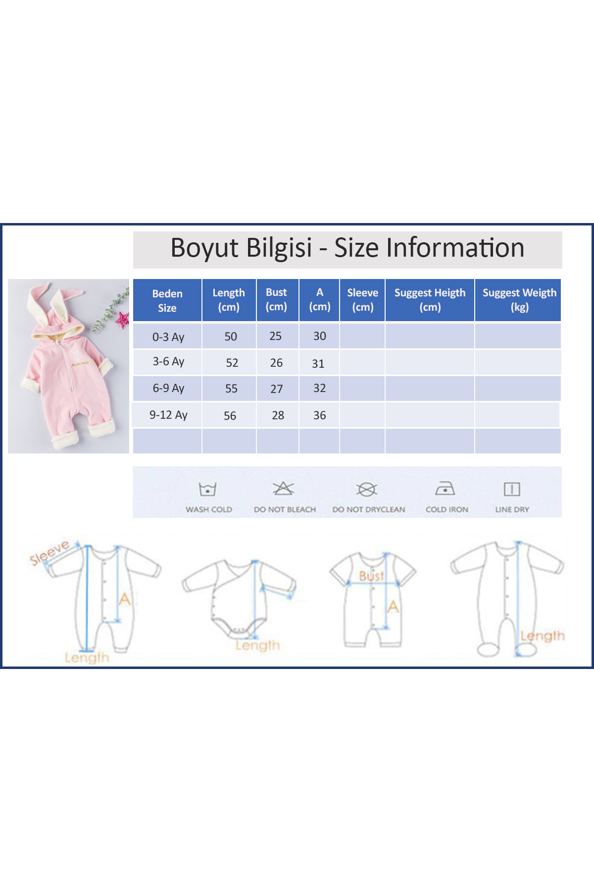 Babymod Tavşan Figürlü Kışlık Welsoft Kadife Astronot Kız/Erkek Bebek Tulum fotoğrafı 6 (önizleme)