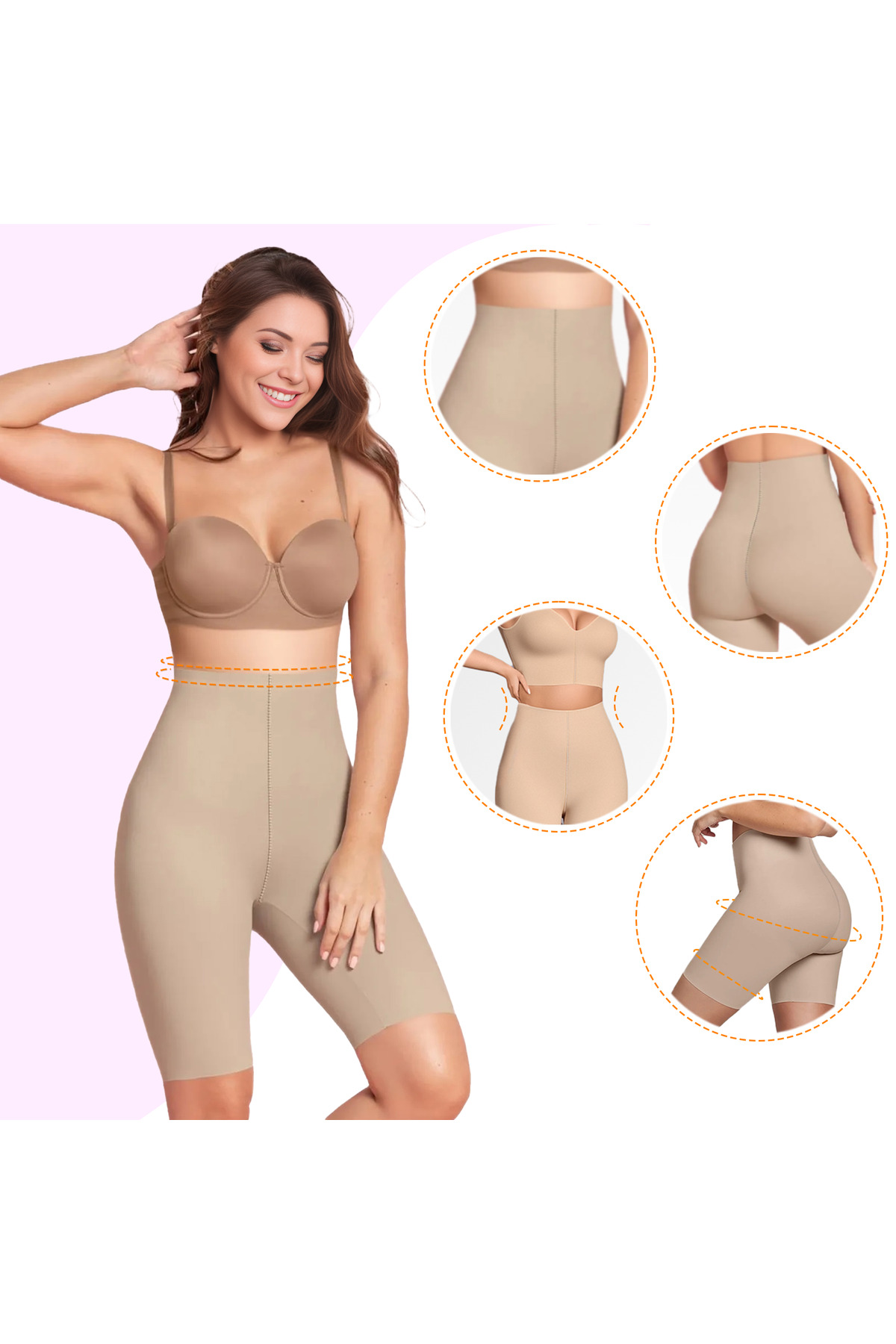 MİSTİRİK Anoky Model Dikişsiz Basen Ve İç Bacak Toparlayıcı Spor Şort Ten Renk