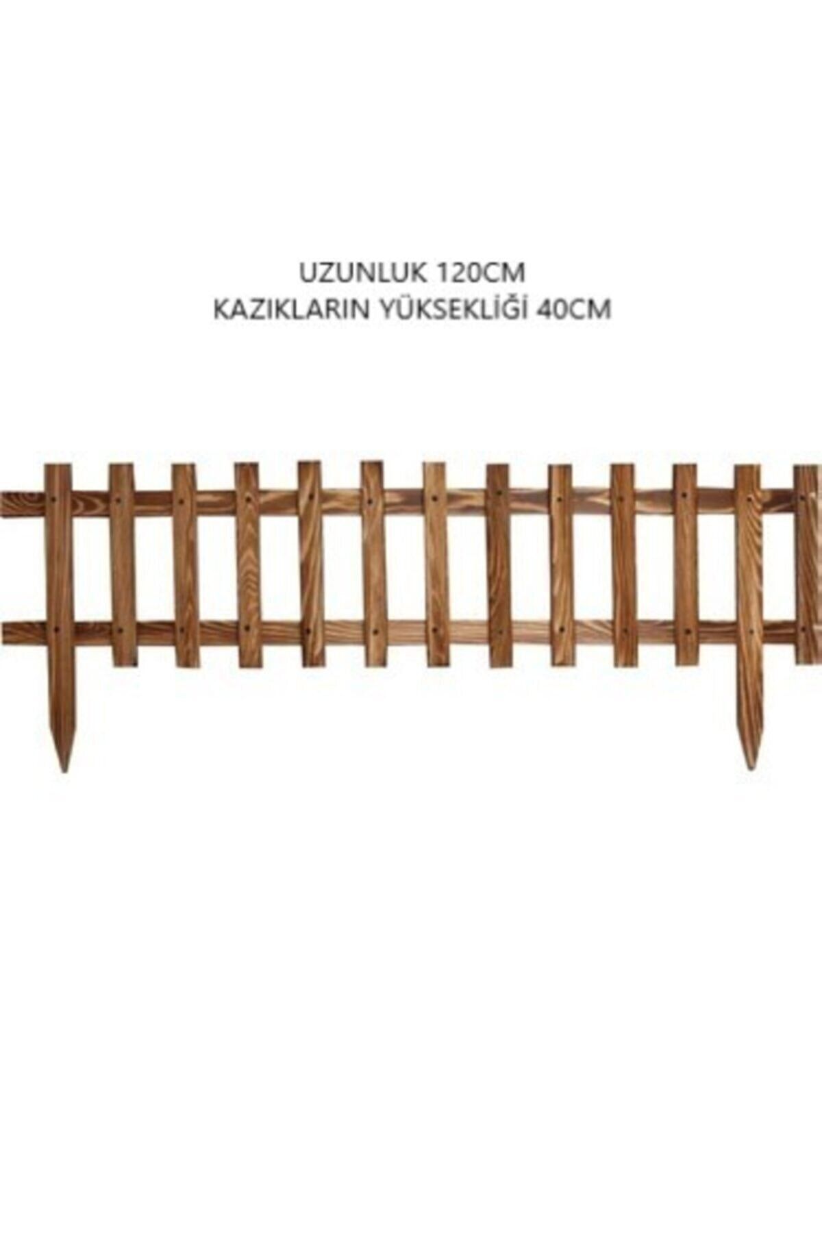 P İ N O X İ Ahşap Kazıklı Bahçe Çit 120x25/40 Cm Sınır Çit 5 Adet