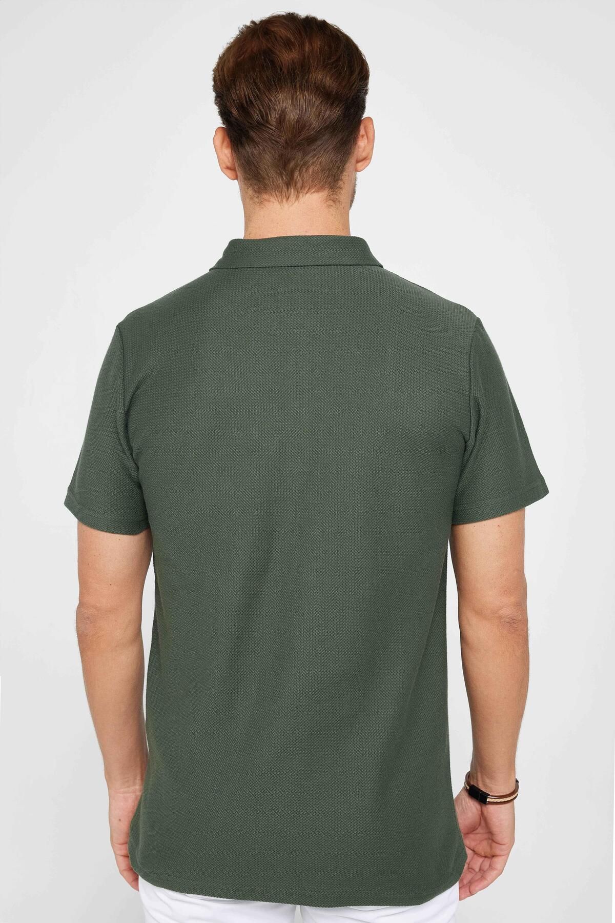Tudors-Ανδρικό T-shirt Slim Fit Slim Cut 100% βαμβάκι Pearly Khaki Polo Collar T-shirt 5