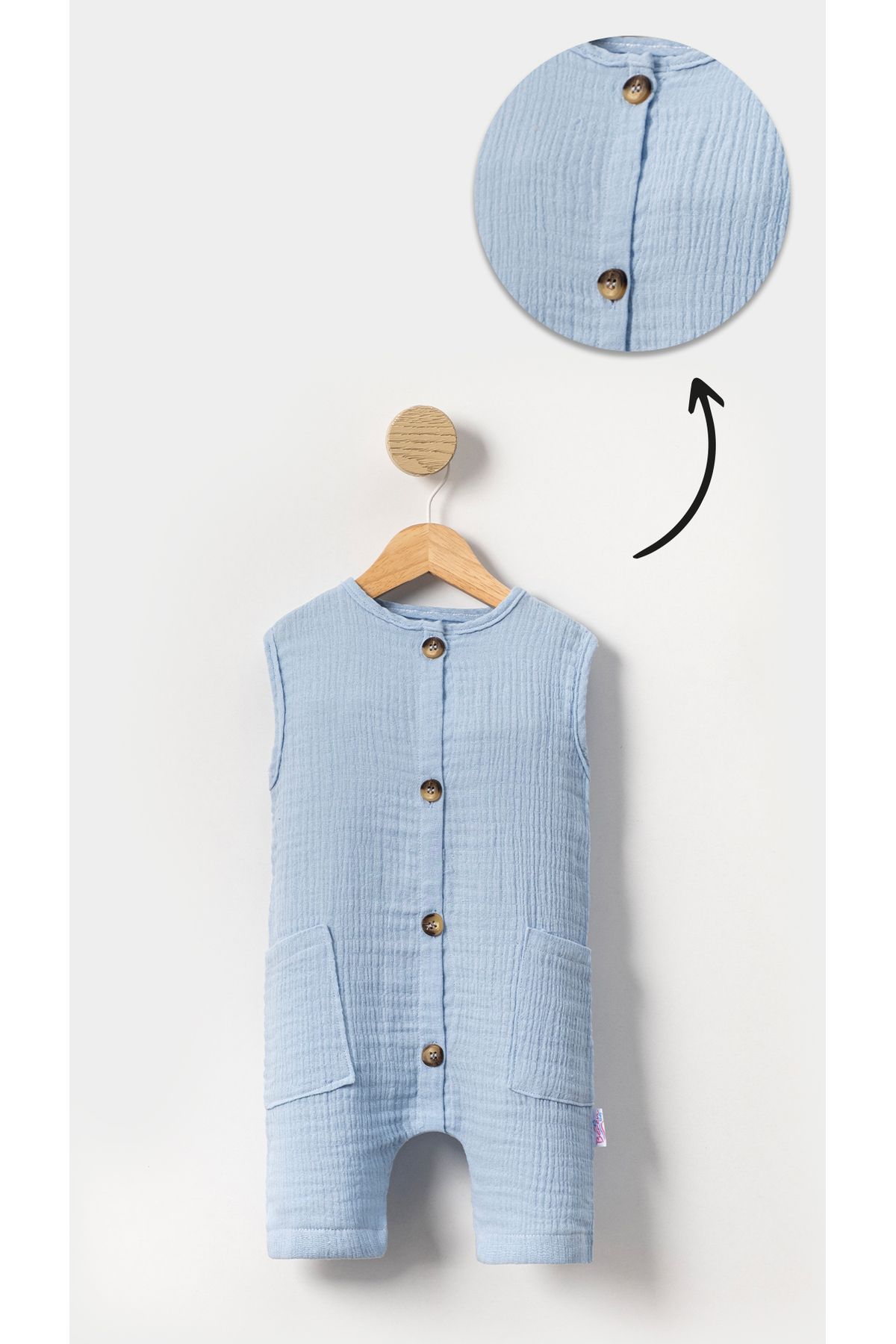 Bubito-Unisex Baby and Kids Blue Sleeveless Cotton Jumpsuit 1