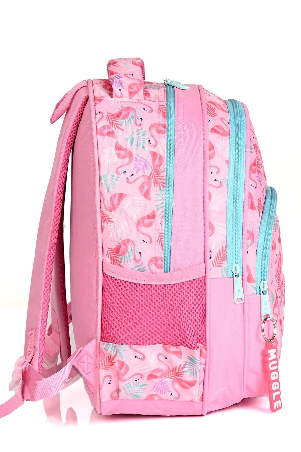 کیف مدرسه مردانه و زنانه MU 004 BACKPACK SCHOOL FLAMINGO 2 SET PINK MUGGLE