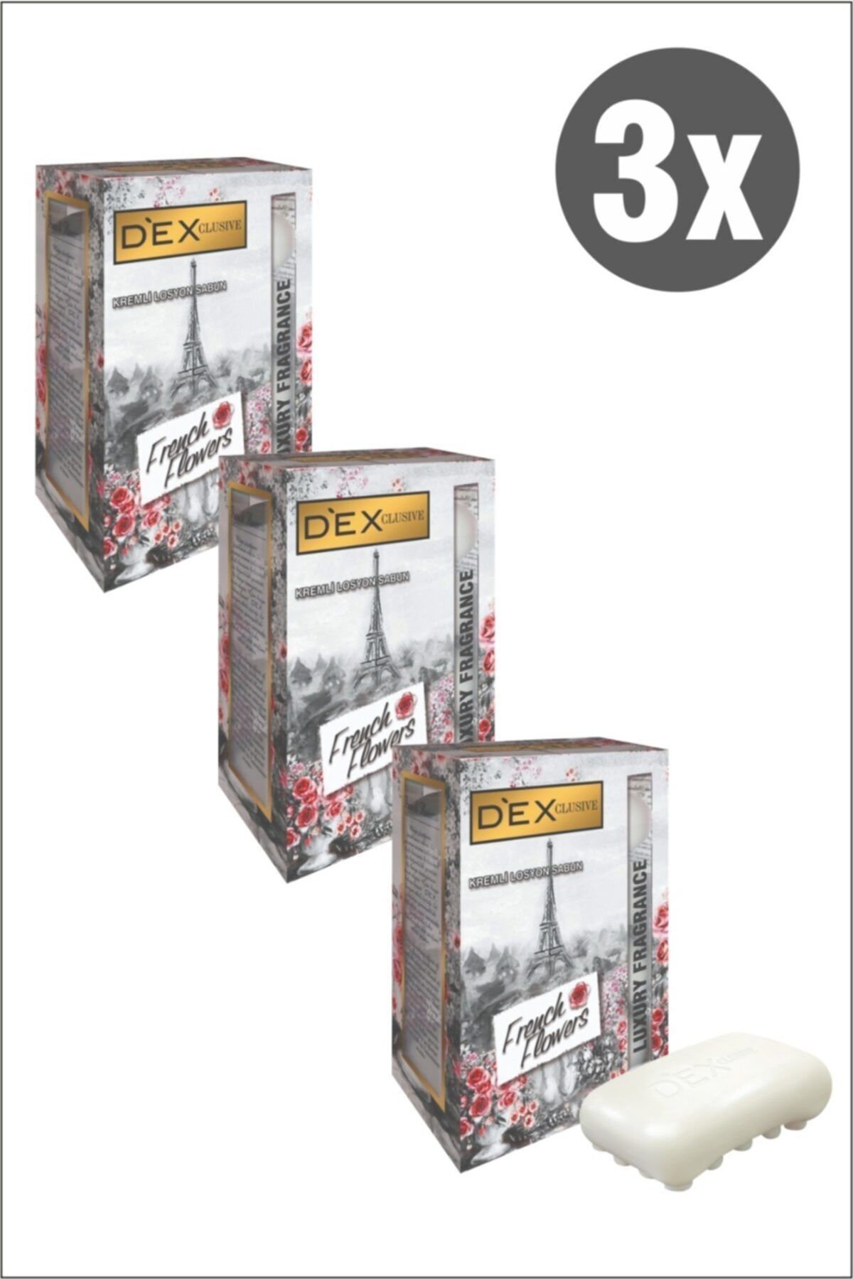صابون کرمی لوسیون گل فرانسوی 4x100 گرم 3 عدد Dex