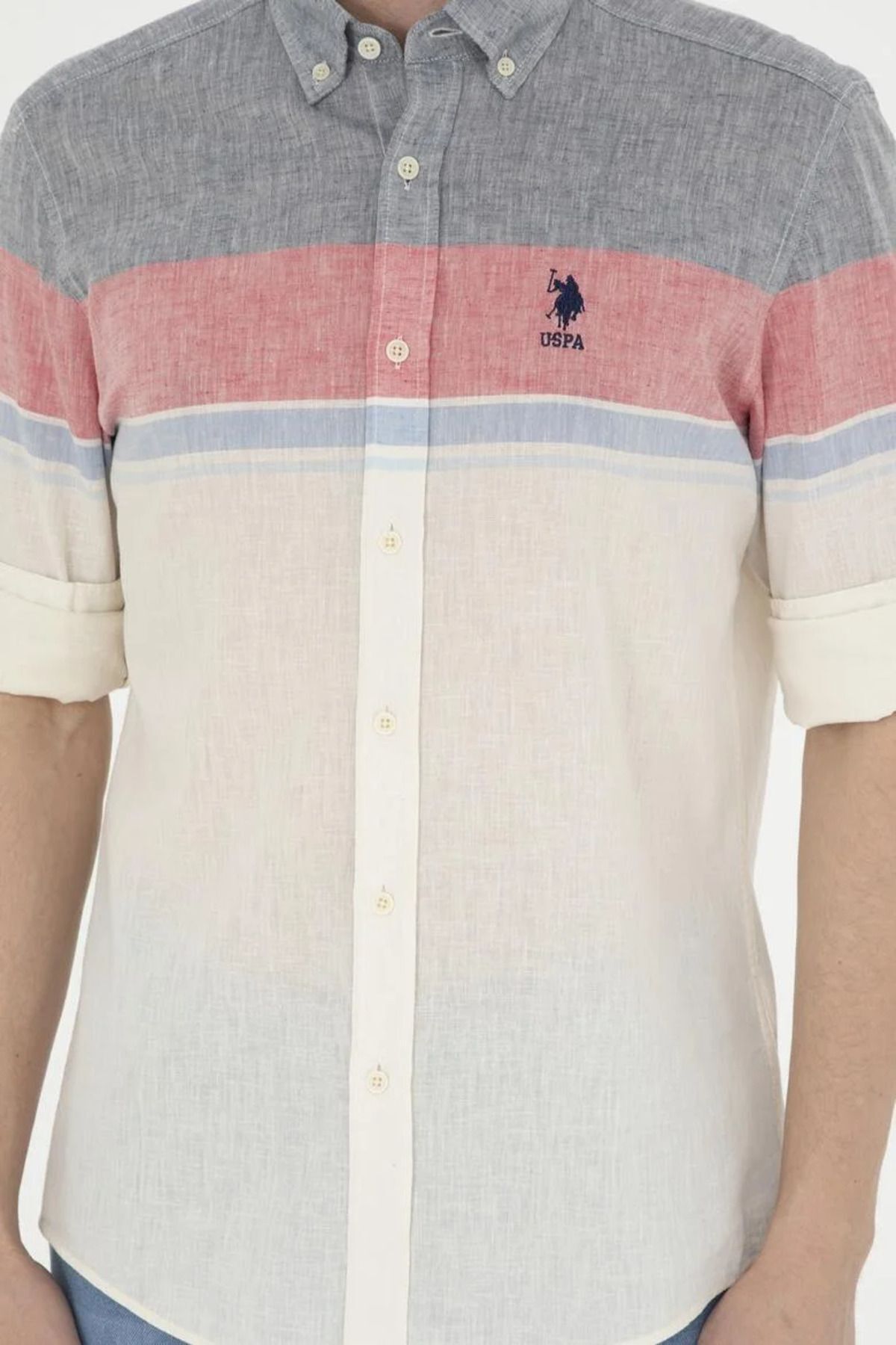 پیراهن مردانه قرمز یو اس پولو | 50283691 اورجینال - تصویر 6