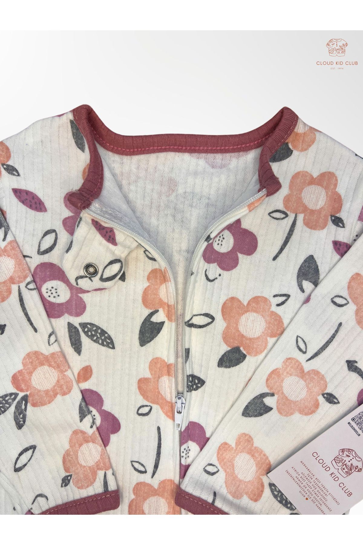 cloudkidclub Sevimli Çiçekler %100 Doğal Pamuk 3'lü Bebek Tulum 0-18 Ay (UNİSEX) fotoğrafı 4 (önizleme)