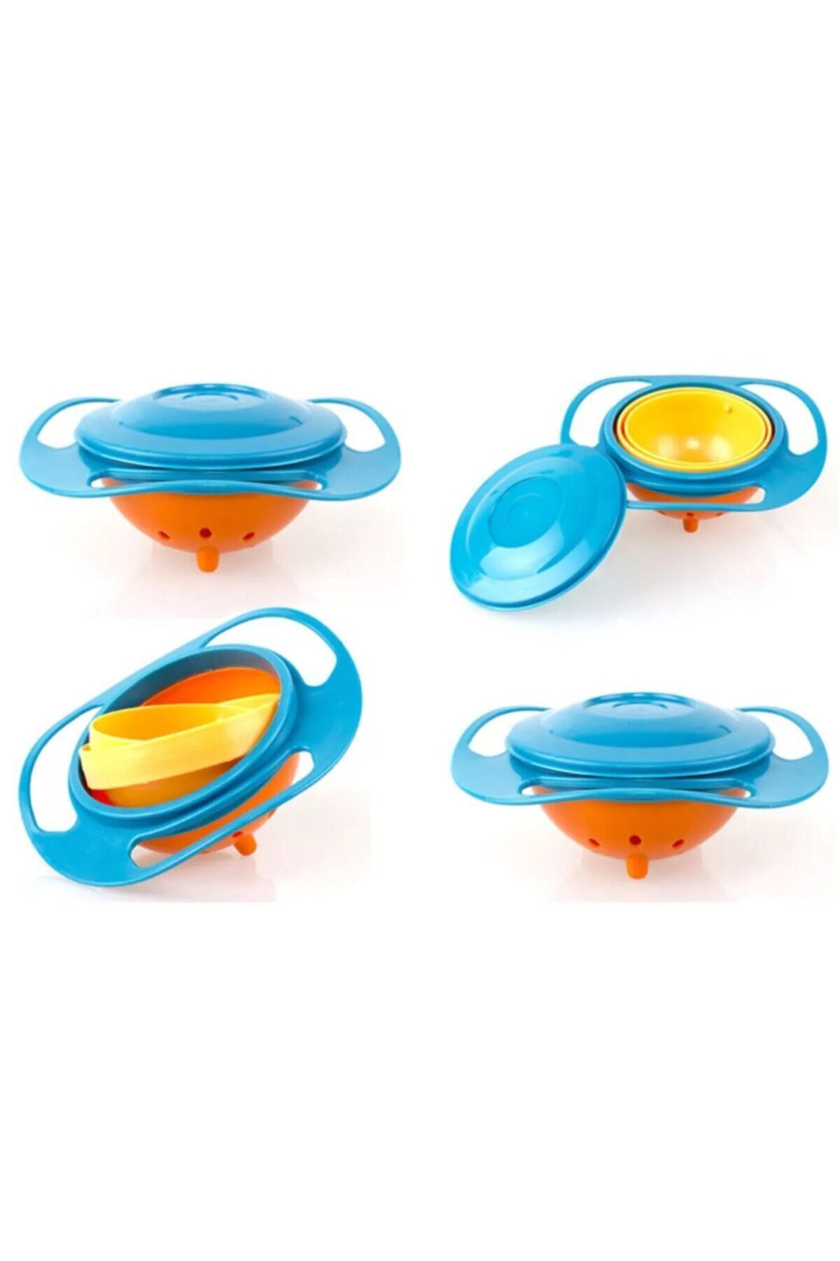 MorBebe 360 Derece Dönen Yemek Dökülmeyen Tabak I Dökülmeyen Tabak I İçindekini Dökmeyen Eğlenceli Tabak fotoğrafı 6 (önizleme)