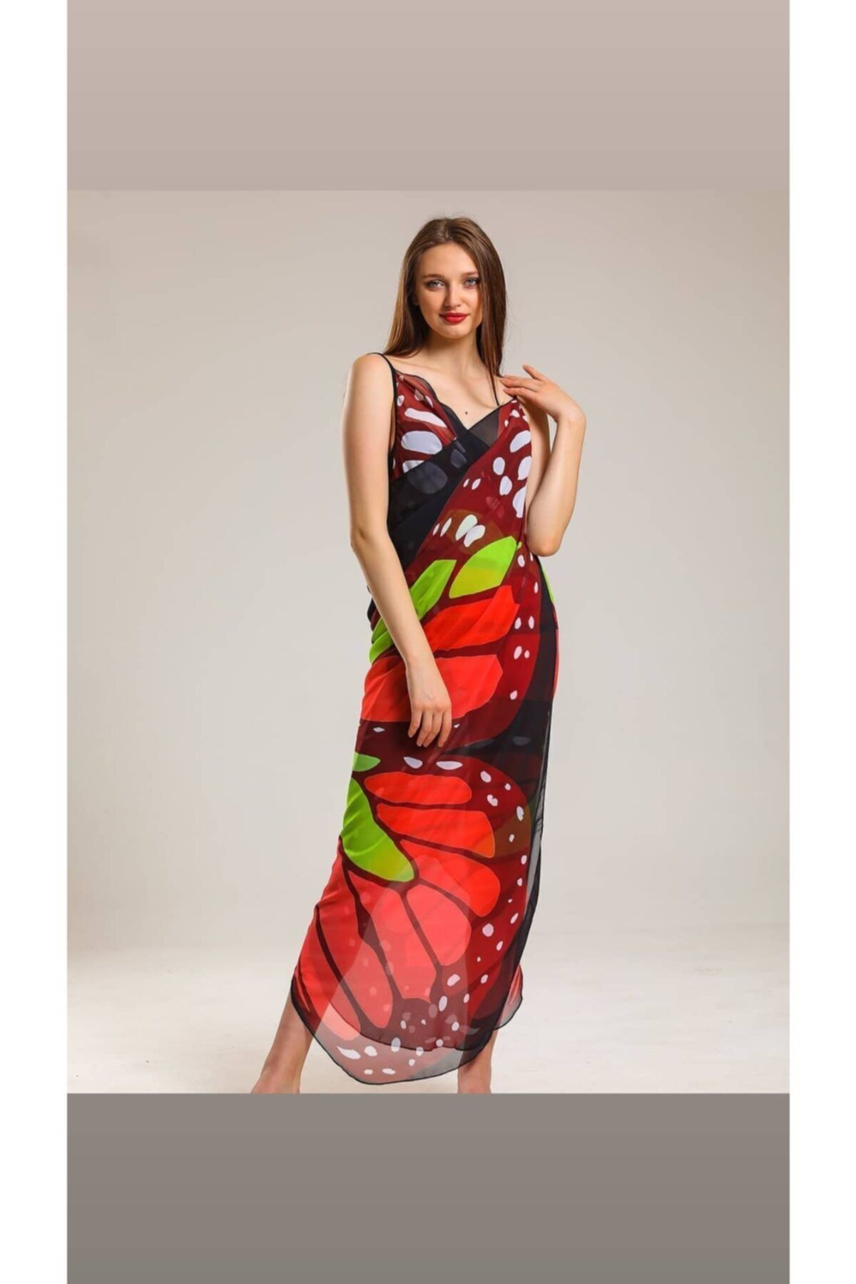 ladys blue-Butterfly Patterned Pareo 3