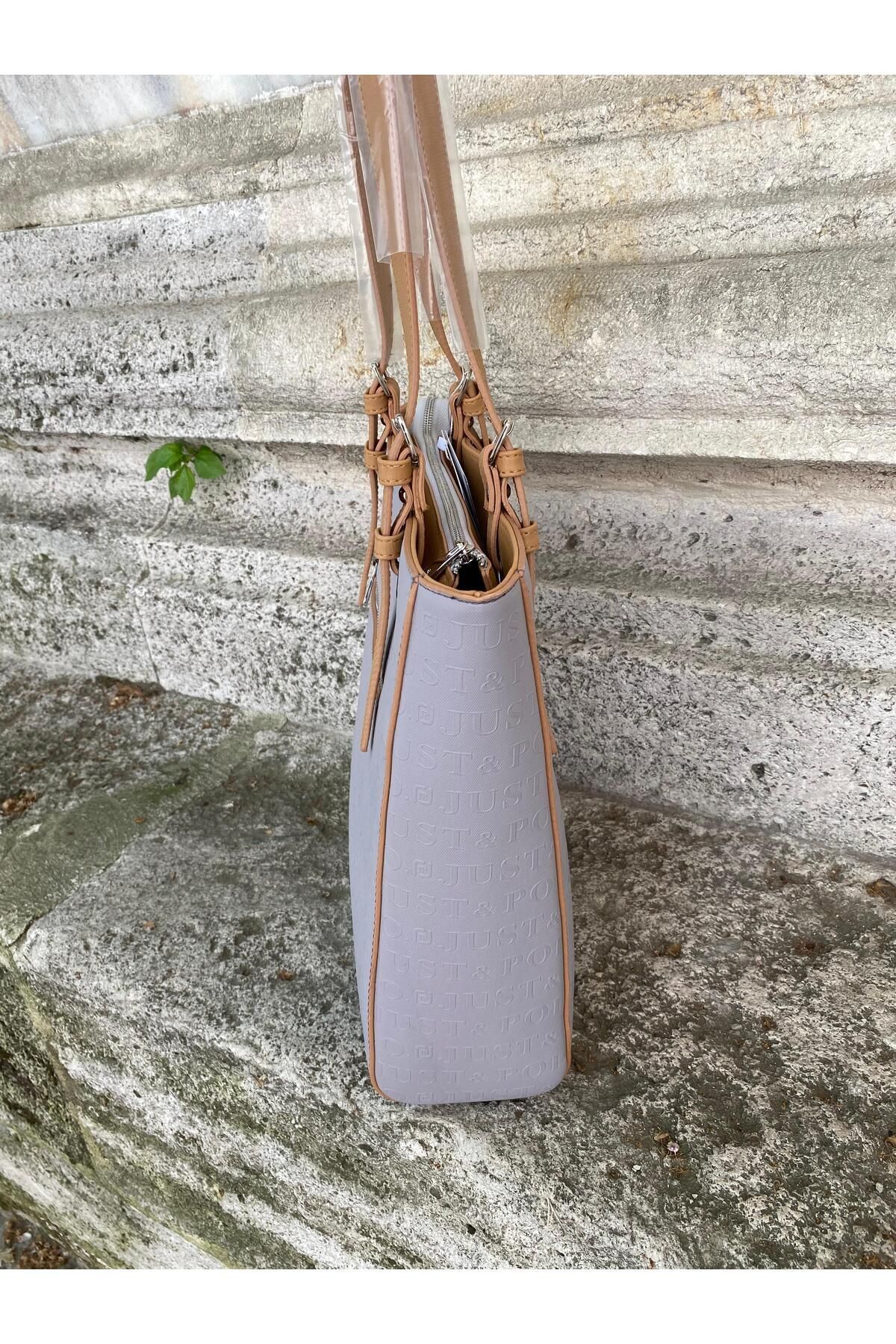 Just Polo Büyük Boy Tote Bag Kadın Omuz Çantası - Gri