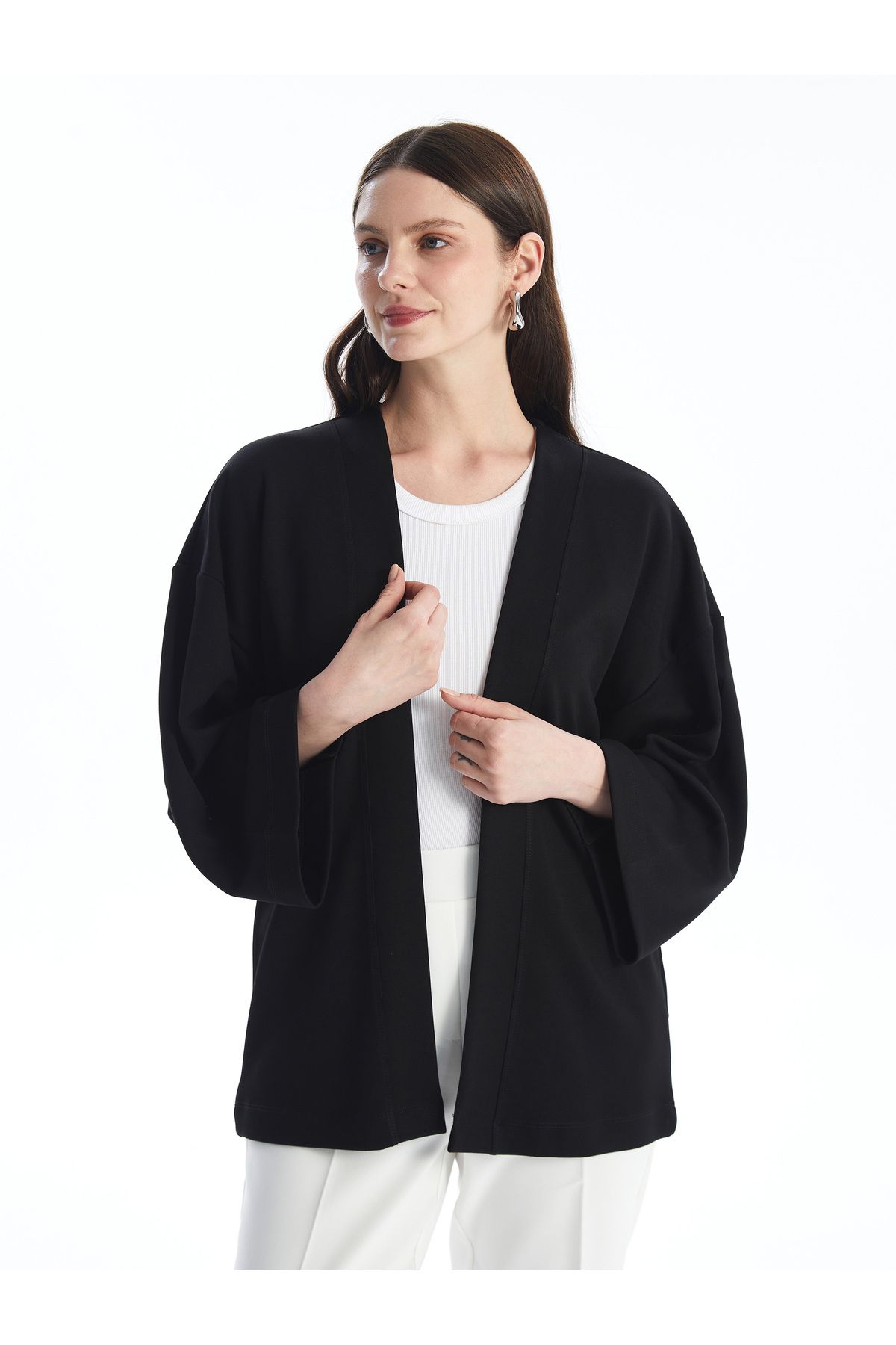 LC Waikiki-Oversize női kardigán - kendőgallér, tömör szabású 1