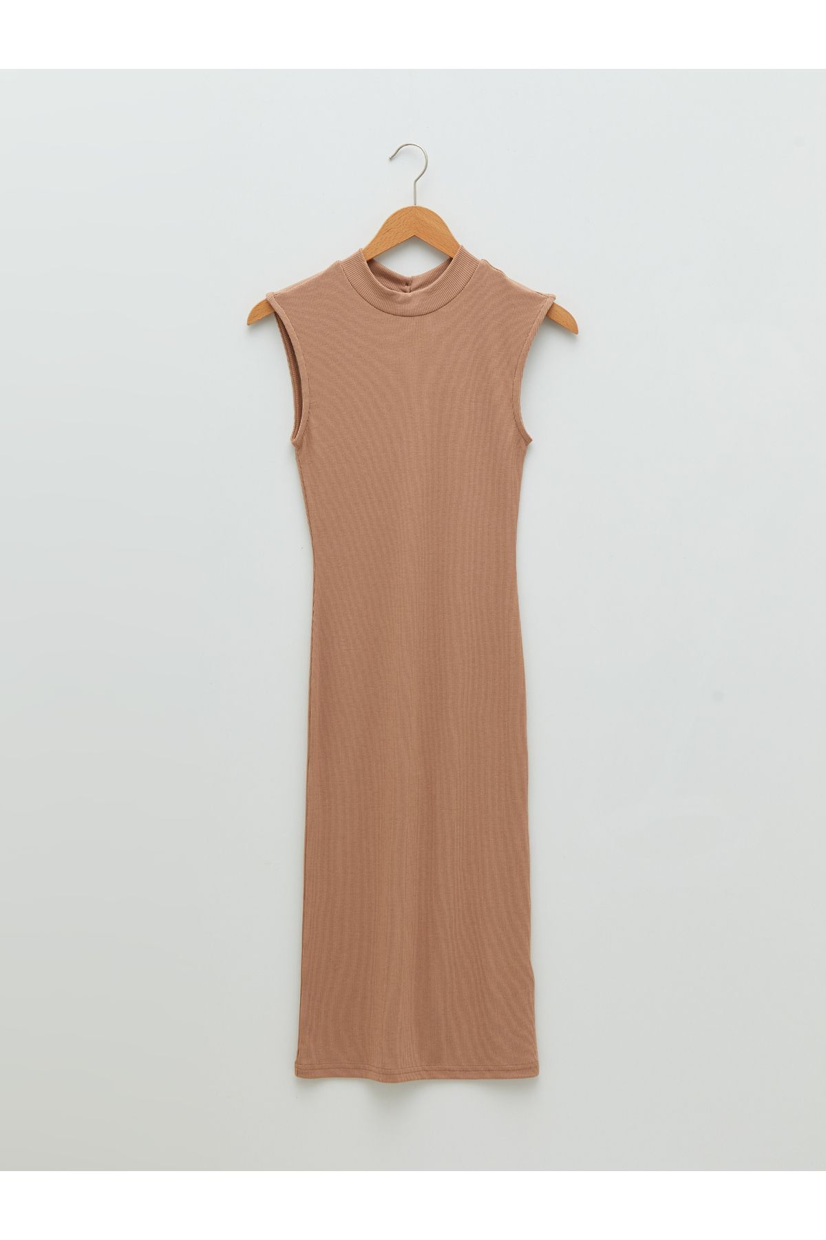 Kadın Dik Yaka Düz Kolsuz Bodycon Elbise