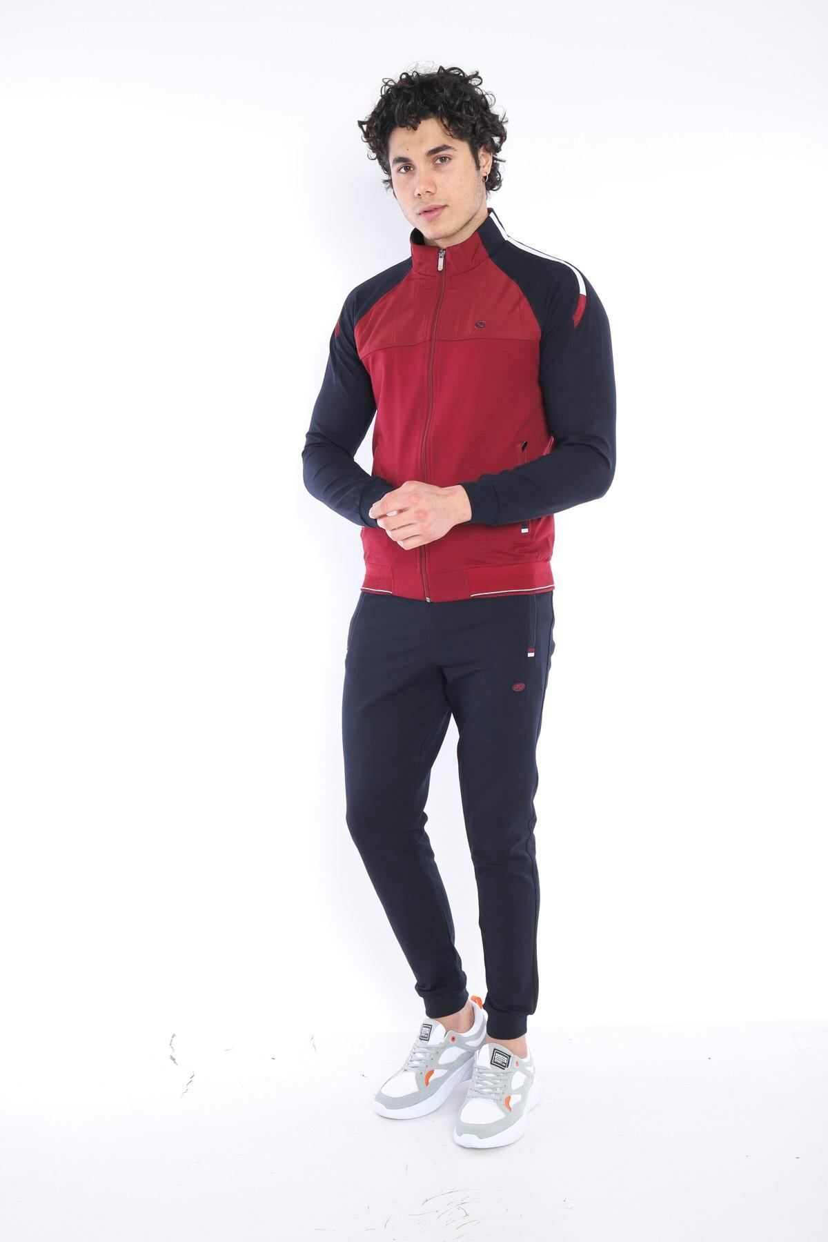 ست گرمکن ورزشی مردانه COLLAR ORTAK BORDEAUX SUPER 2 IP FABRIC 4 SEASON SLIMFIT TEAM 6733 Escetic