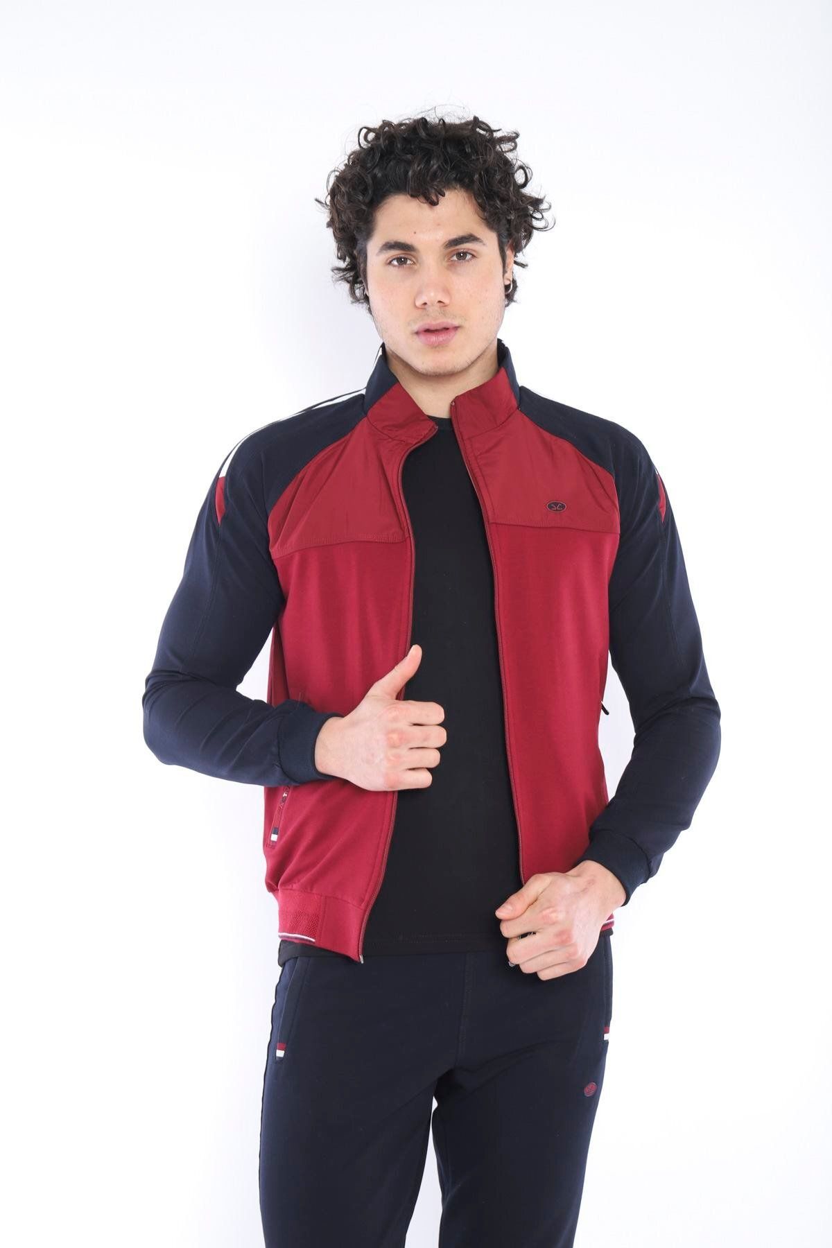 ست گرمکن ورزشی مردانه COLLAR ORTAK BORDEAUX SUPER 2 IP FABRIC 4 SEASON SLIMFIT TEAM 6733 Escetic