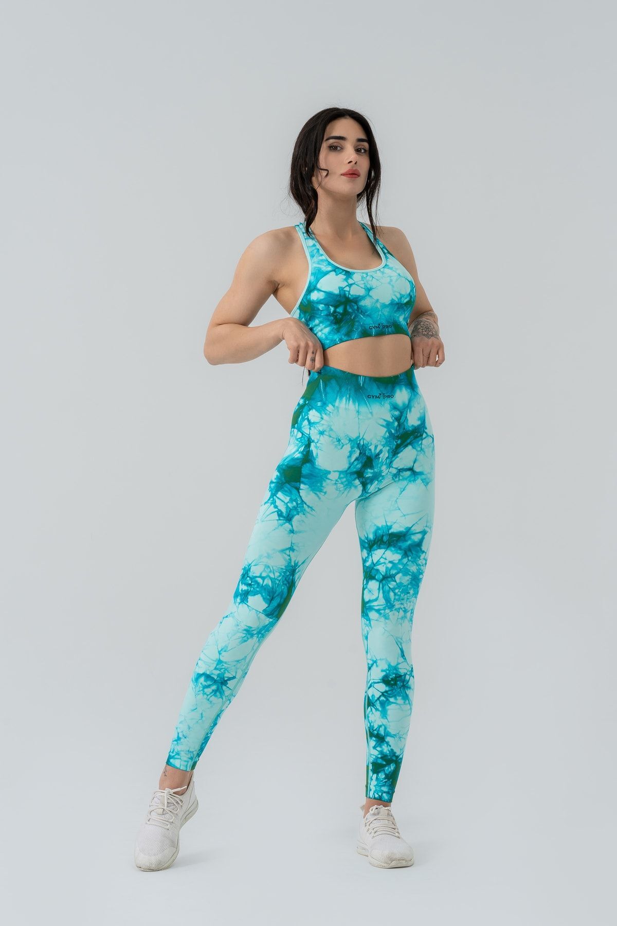 Push-up Detailed Pickup Tunic Leggings Green
