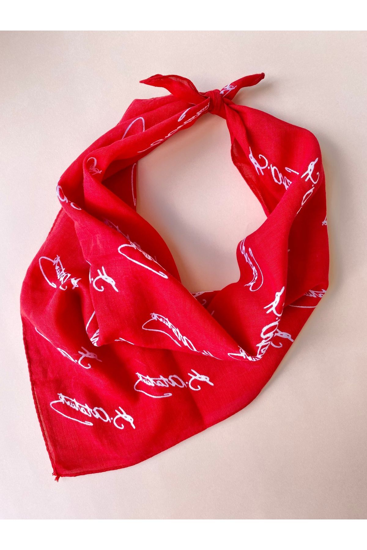 WiLi Atatürk Imzali Kırmızı Renk Bandana Unisex Fular Boyunluk