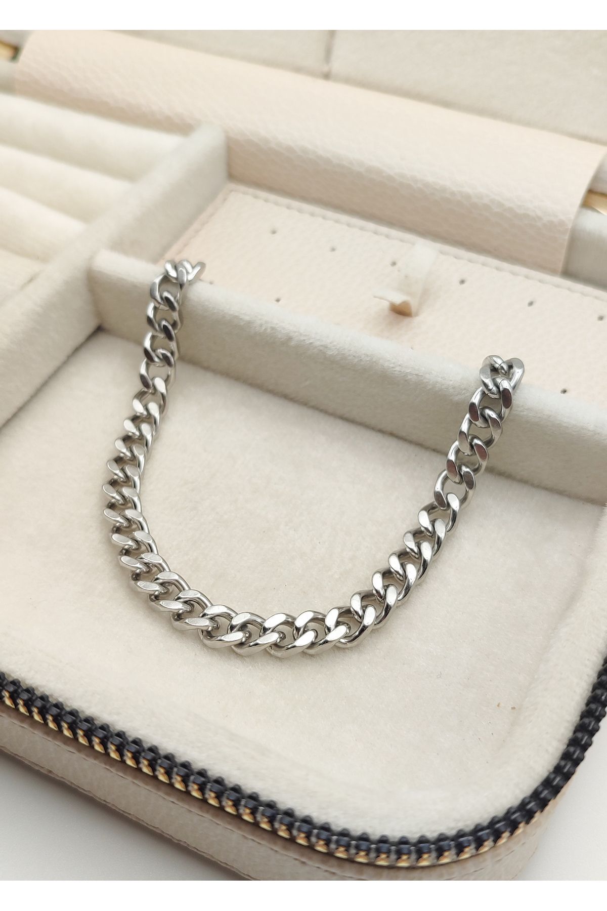 Kalın Zincir Çelik Bileklik