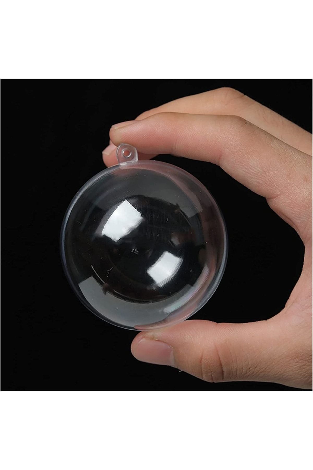 roco paper Şeffaf Mika Küre - Yılbaşı Çam Ağacı Süsleme - 3 Adet Asılabilir Plastik Top - 6 Cm