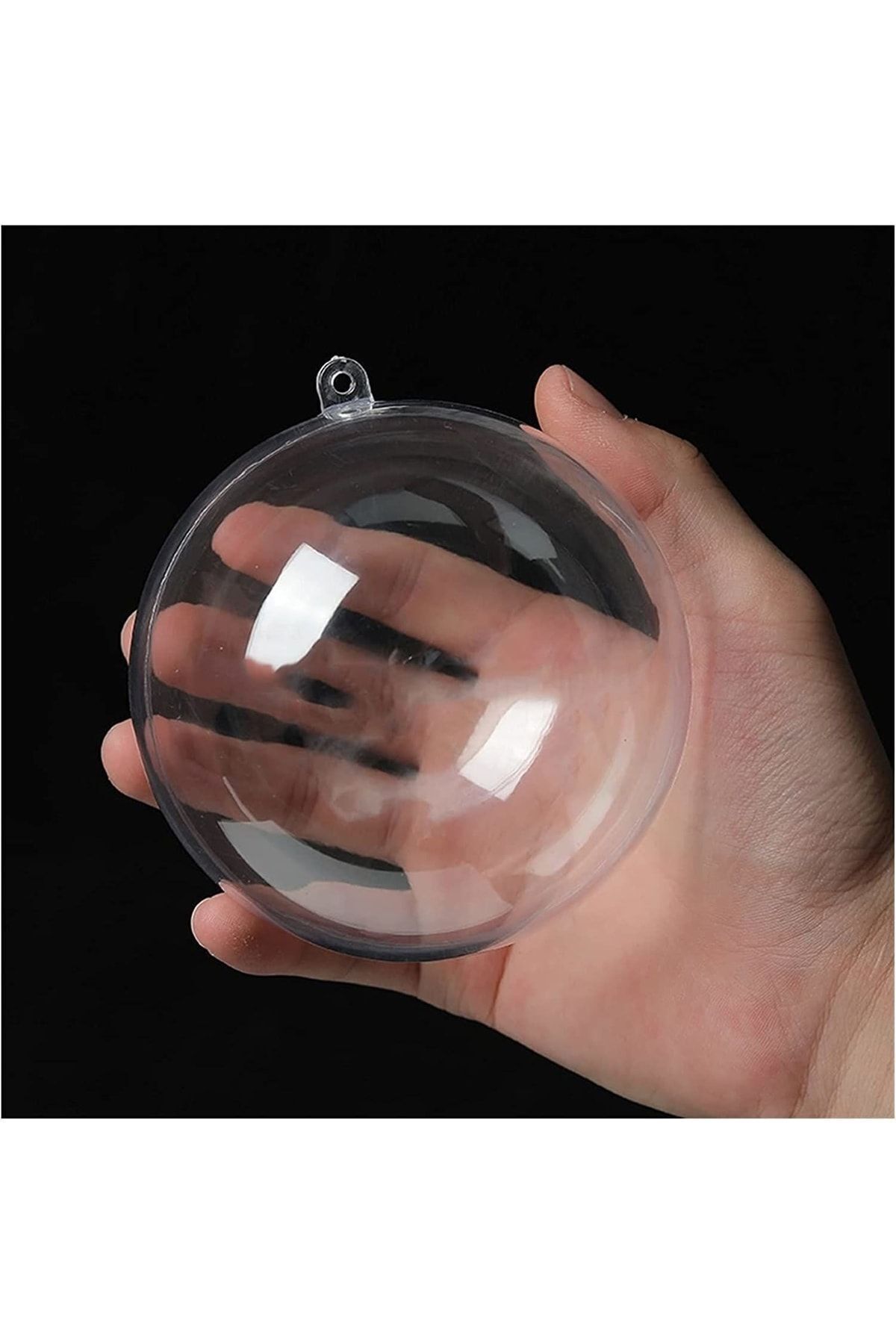 roco paper Şeffaf Mika Küre - Yılbaşı Çam Ağacı Süsleme - 1 Adet Asılabilir Plastik Top - 10 Cm