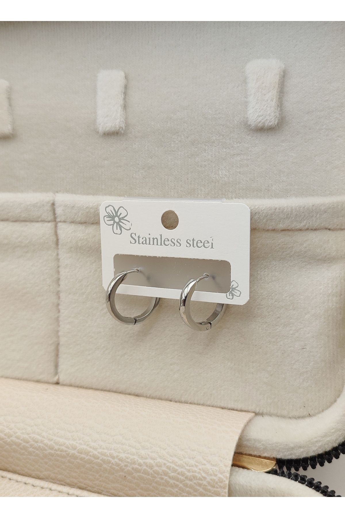 Çelik Halka Küpe Gümüş Renk