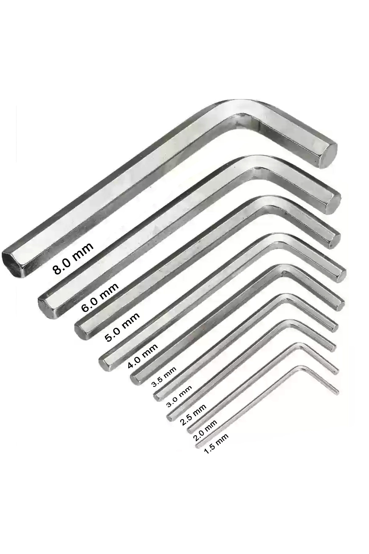 Kenet Ticaret 9'lu Çelik Alyan Anahtar Seti (BİRER ADET 2MM-2,5MM-3MM-3,5MM-4-5MM-6MM-8MM-10MM)