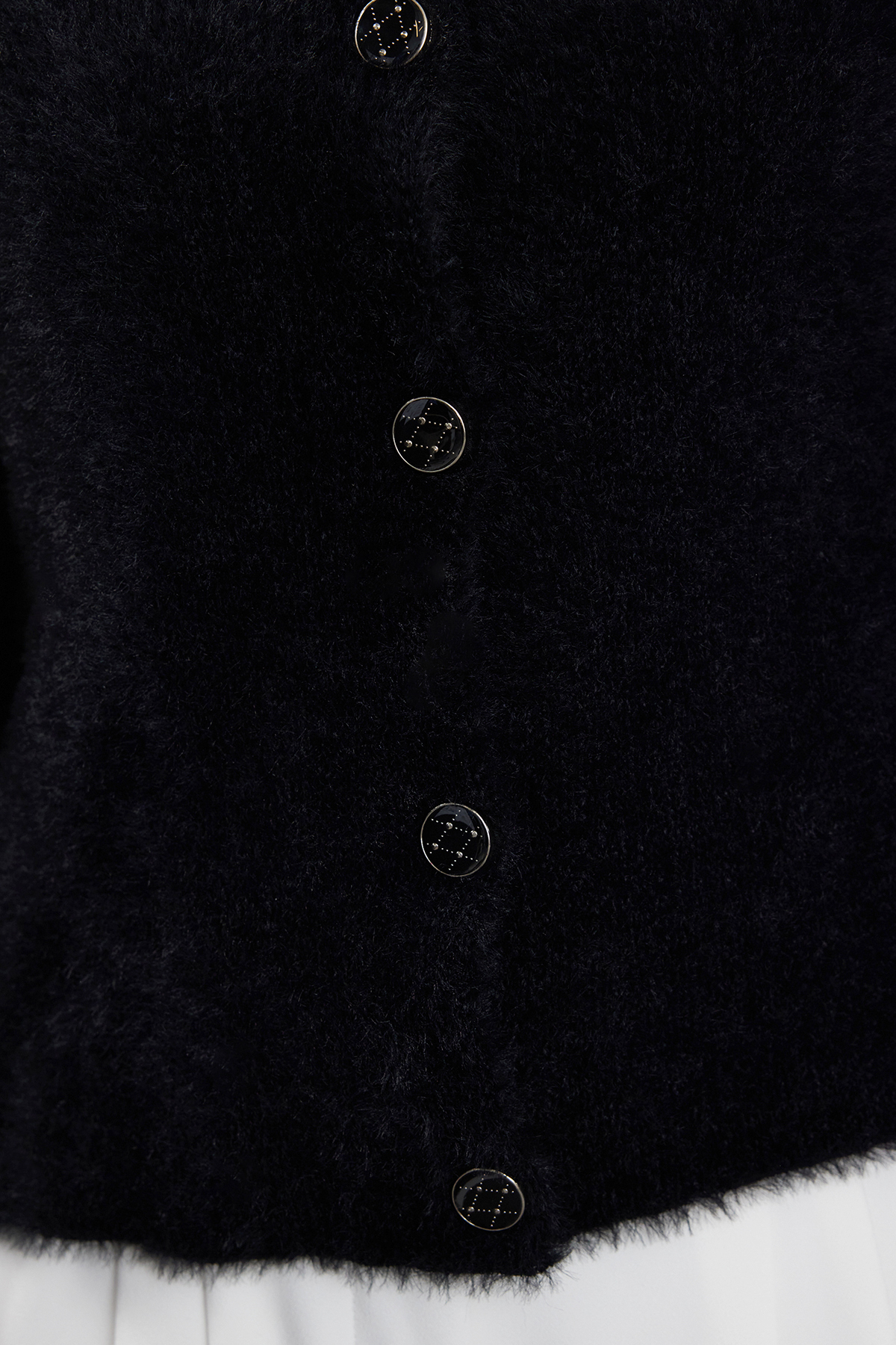 Trendyolmilla  Siyah Tüylü Polo Yaka Triko Hırka TWOAW25HI00115 - Görsel 4