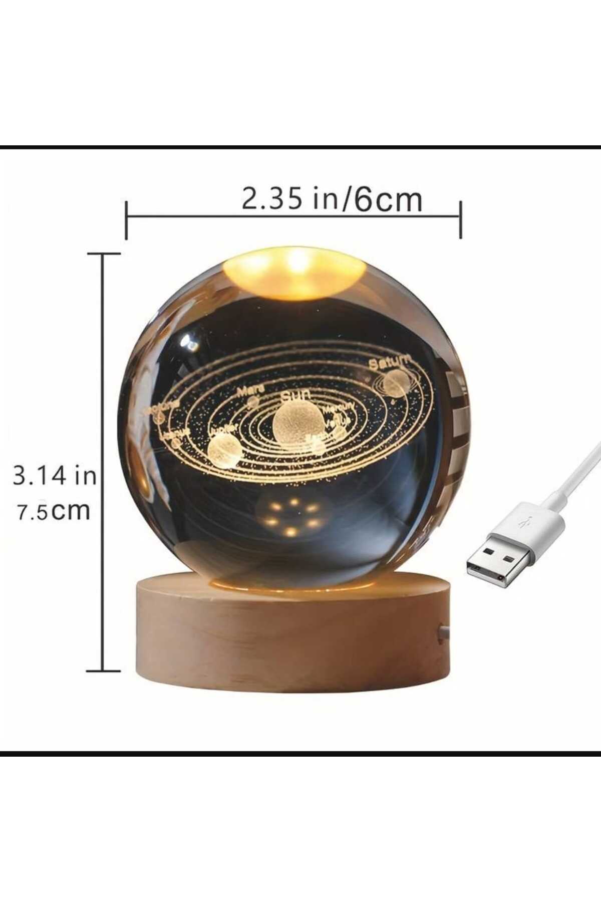 mr shopping MR Çocuklar Için 3D Kristal Cam Küre, Ahşap Soketli Gece Lambası,Led, Gece Lambası,Harika bir hediye fotoğrafı 5 (önizleme)