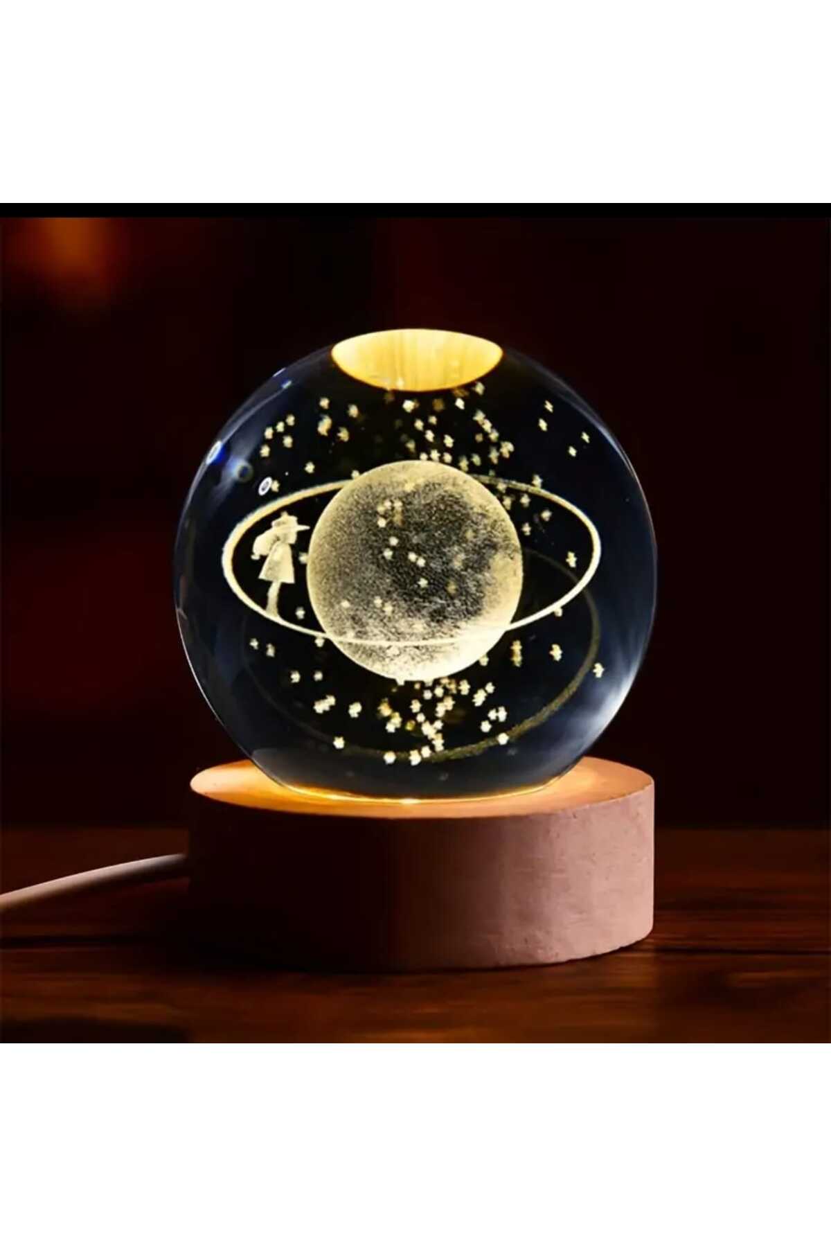 mr shopping MR Çocuklar Için 3D Kristal Cam Küre, Ahşap Soketli Gece Lambası,Led, Gece Lambası,Harika bir hediye fotoğrafı 4 (önizleme)