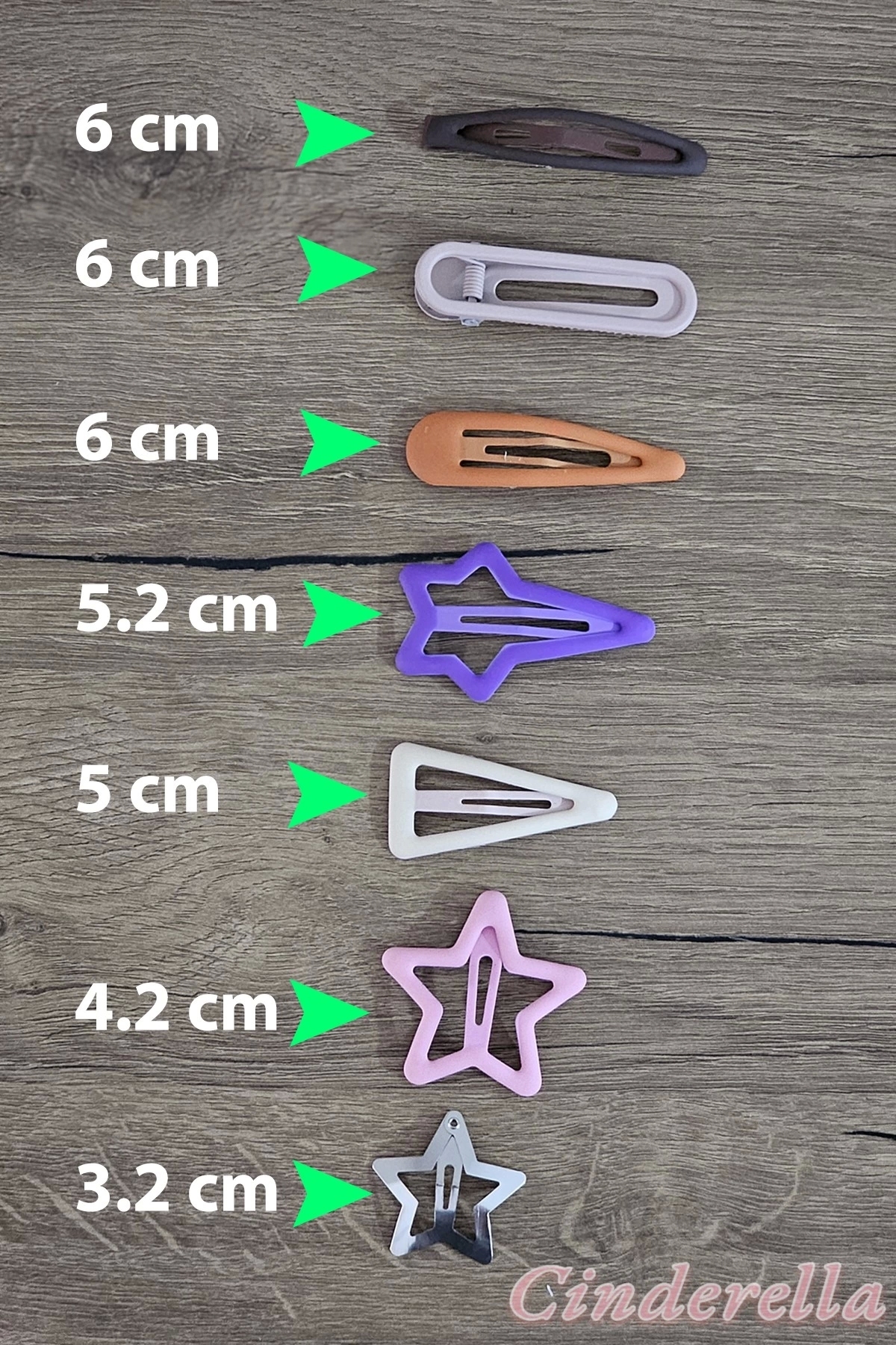 3'lü Büyük Mat Soft Renkli Kayan Yıldız ÇıtÇıt Toka Seti 5.2cm - Yıldızlı Çıtçıt Çocuk Tokası 3