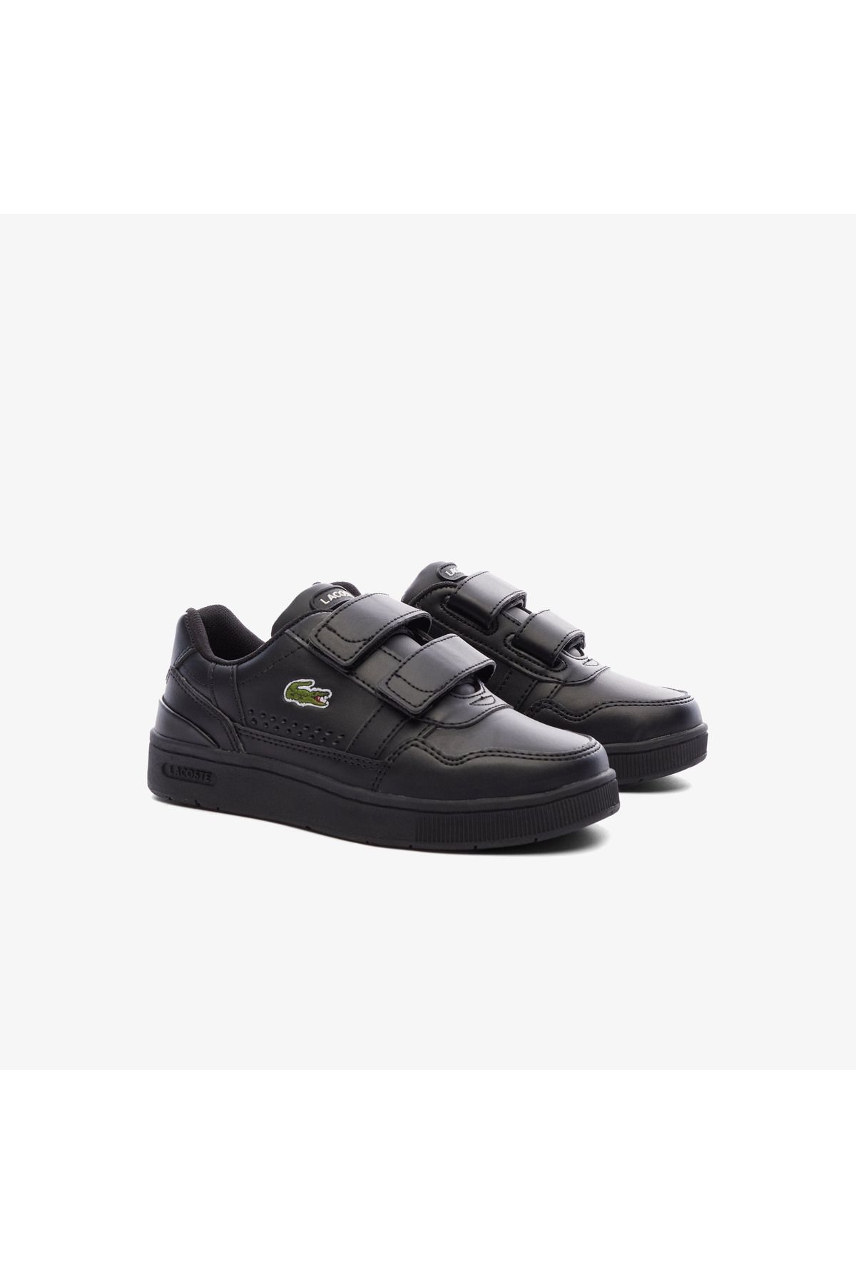 Boys black lacoste shoes discount