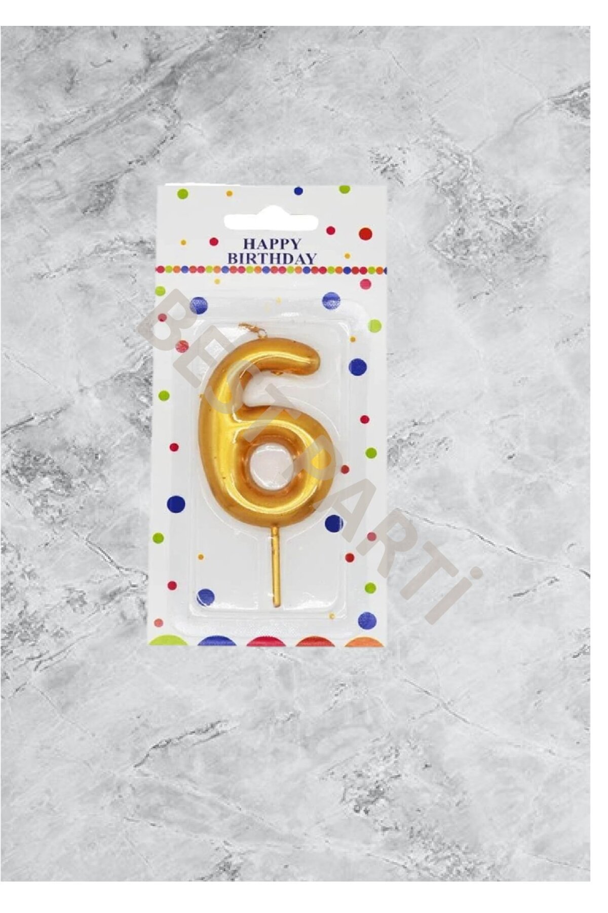 RÖNESANS PARTİ 6 Rakamı Gold Renk Duğum Günü Pasta Mumu