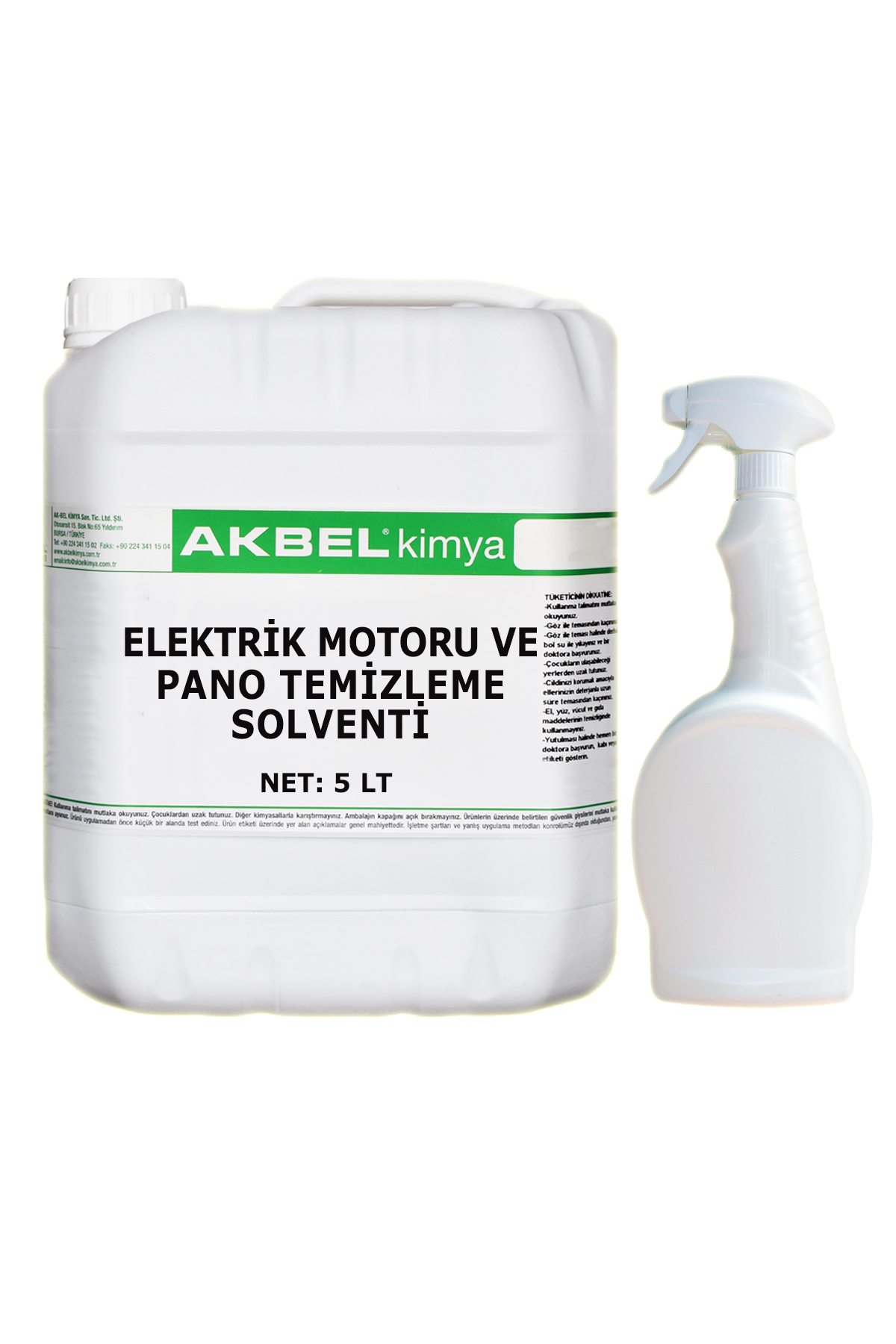 akbel Elektrik Motoru Ve Pano Temizleme Solventi 5 Lt+sprey