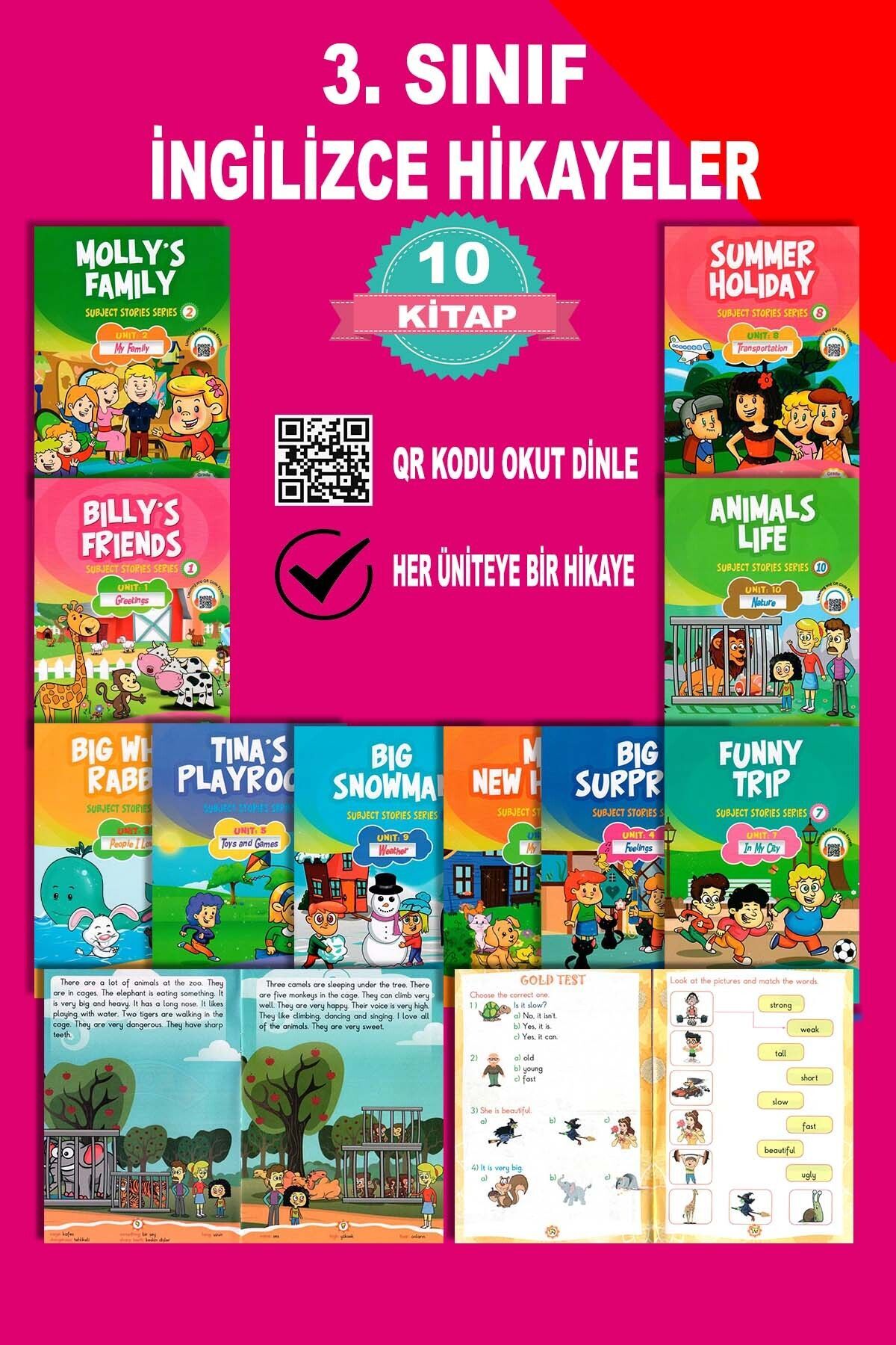 mucit dino 3. Sınıf İngilizce Okuma Hikaye Kitabı Seti Story Book (10 Kitap)