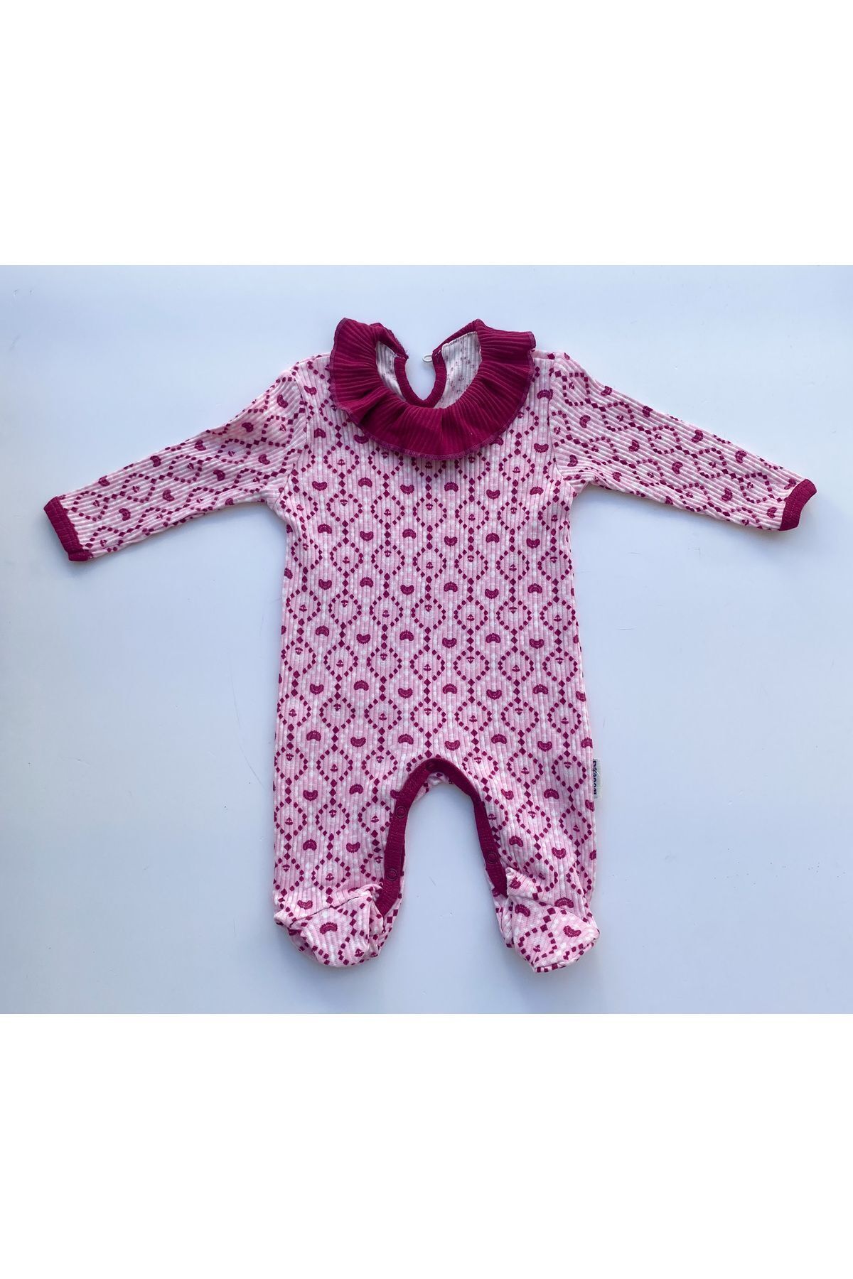 Necix's-Zeyone Kids Little Hearts Ribbed Girls Jumpsuit with Booties 4