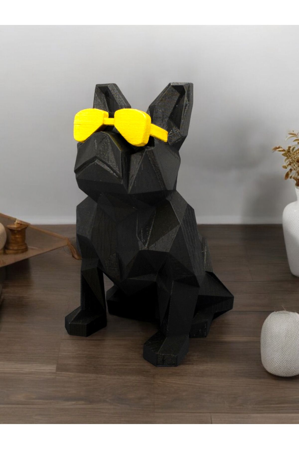 Decorative Bulldog Dog French Bulldog Trinket Dog Trinket Statue with Glasses 20cm