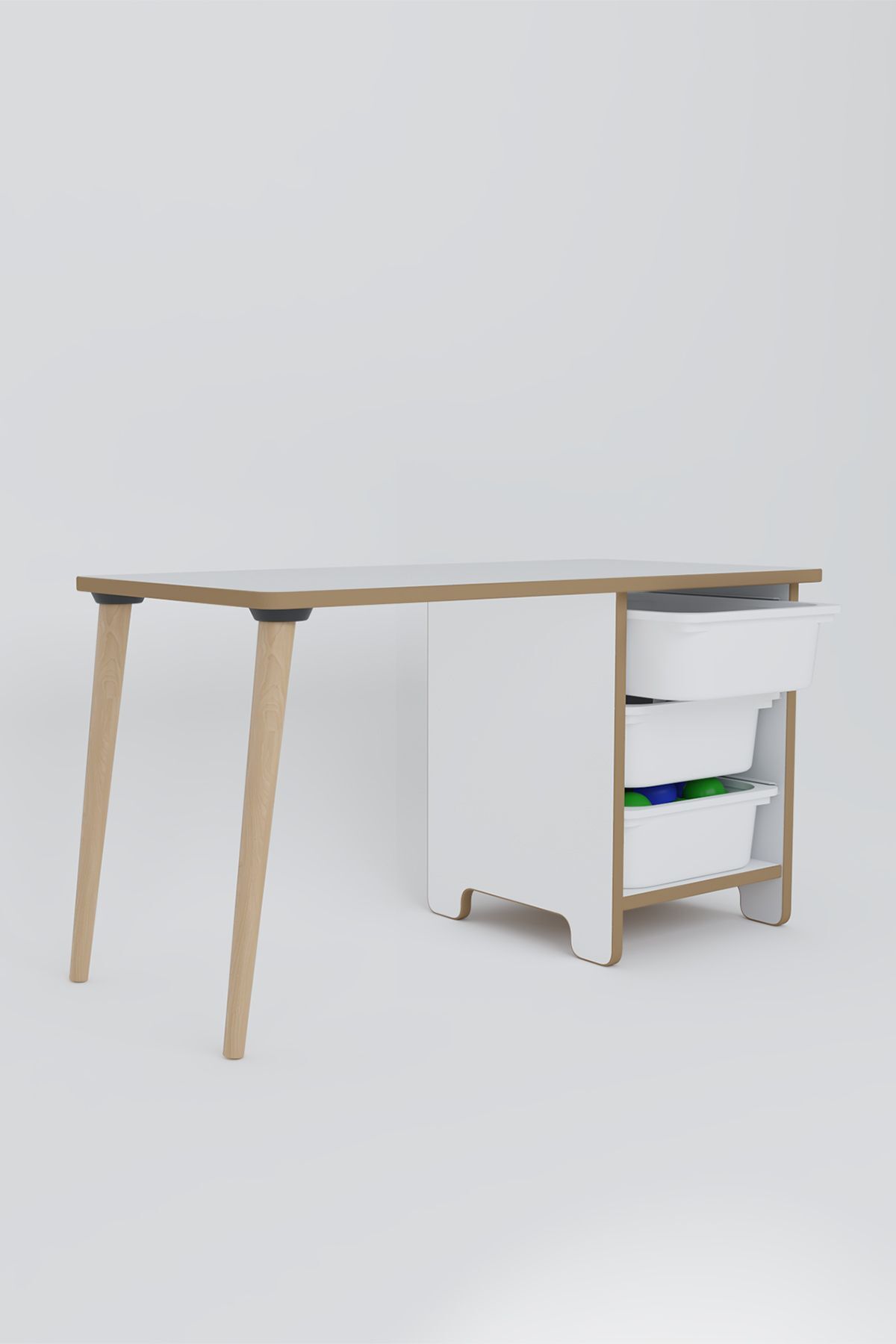 OBİ Atölye Çocuk Oyun Aktivite Masası 90x45 Cm 3 Sepetli Çocuk Çalışma Masası Arkalıklı Sandalye - Panda fotoğrafı 5 (önizleme)