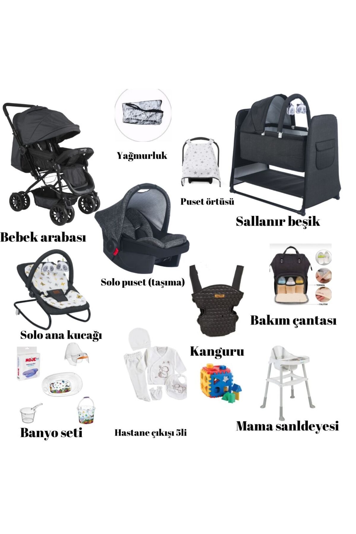 alderon baby ALDERON Bebek Çeyiz Seti 20 Parça Baby Room Mama Sandelyesi Bebek Arabası Beşik Puset Ana Kucağı